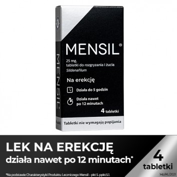Mensil, 25 mg, tabletki do rozgryzania, żucia, 4 sztuki