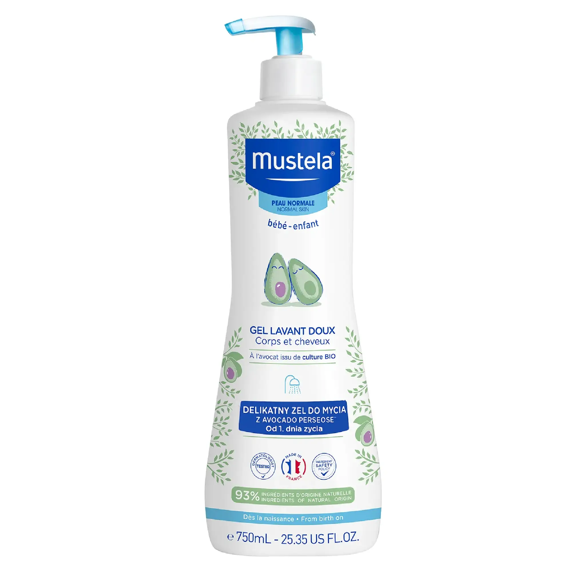 Mustela Bebe Enfant, delikatny żel do mycia włosów i ciała, 750 ml zdjęcie