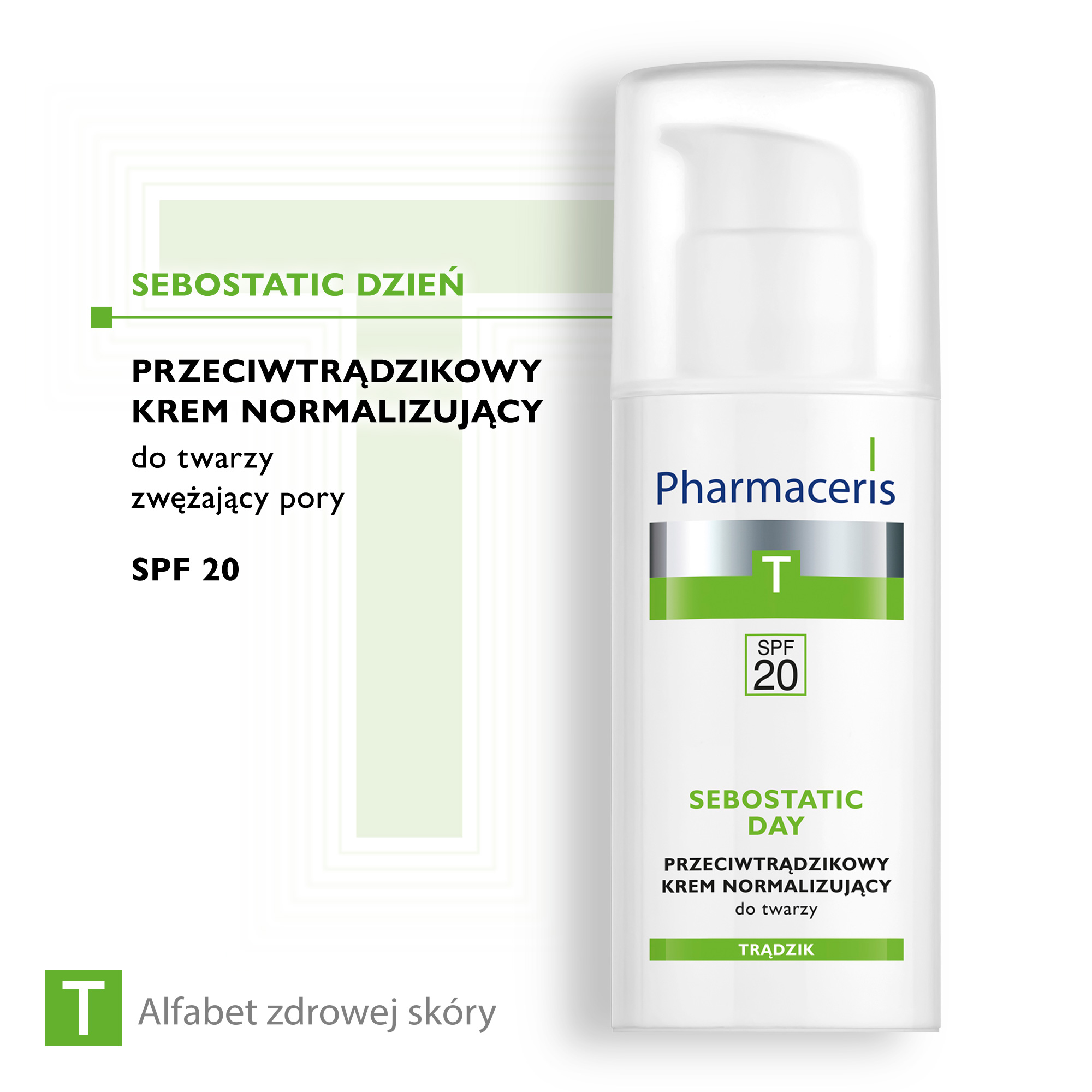 PHARMACERIS T SEBOSTATIC DZIEŃ, krem przeciwtrądzikowy normalizujący, 50 ml