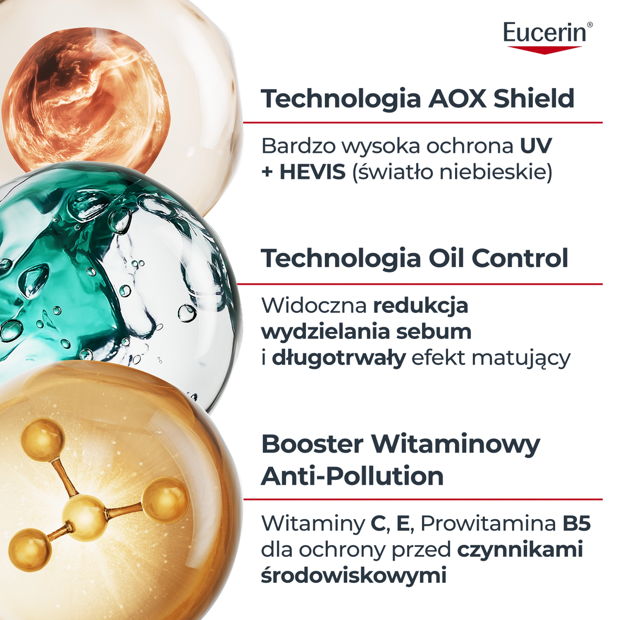 Eucerin Oil Control SPF 50+ Dry Touch, Ultralekkie serum UV, 30 ml