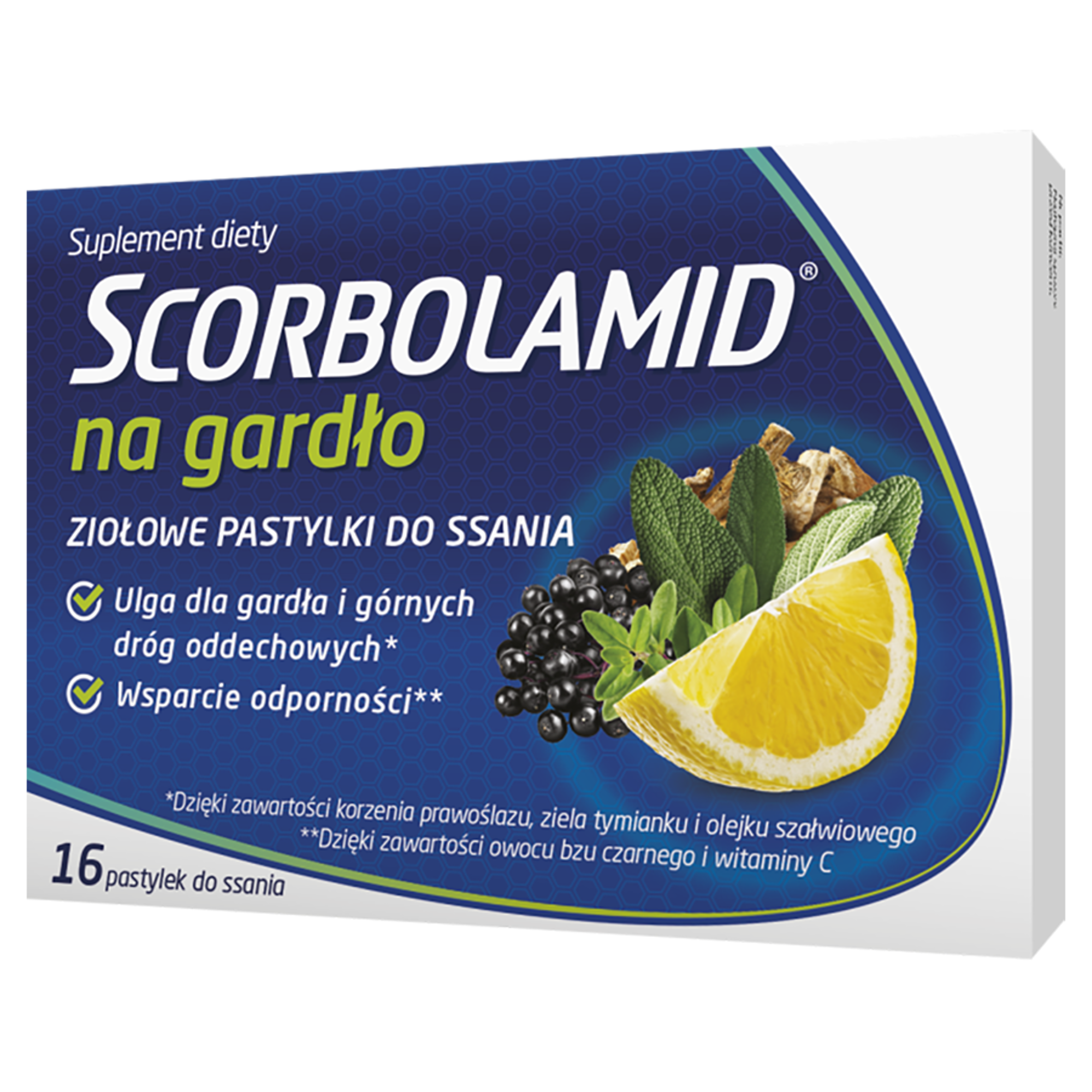 Scorbolamid na gardło 16 pastylek zdjęcie