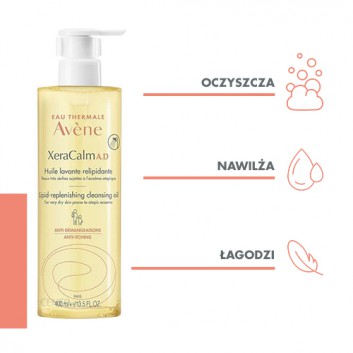 AVENE XERACALM A.D Olejek oczyszczający uzupełniający lipidy, 400 ml