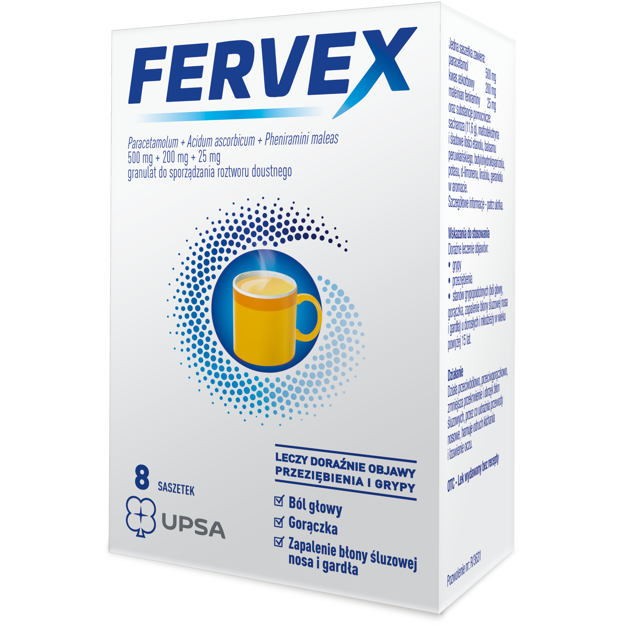 Fervex o smaku cytrynowym, saszetki, 8 sztuk