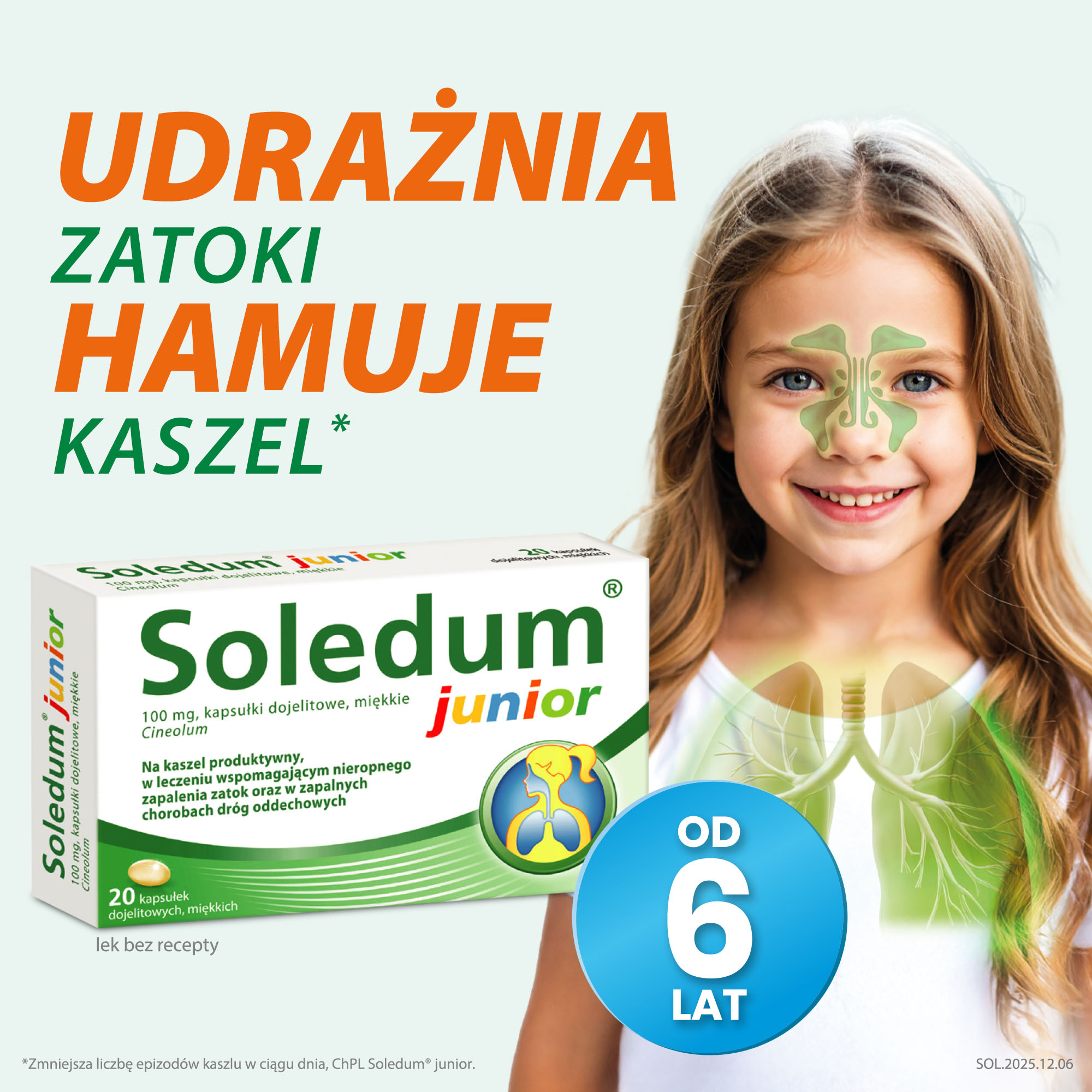 Soledum Junior, 100 mg, kapsułki dojelitowe, miękkie, 20 sztuk