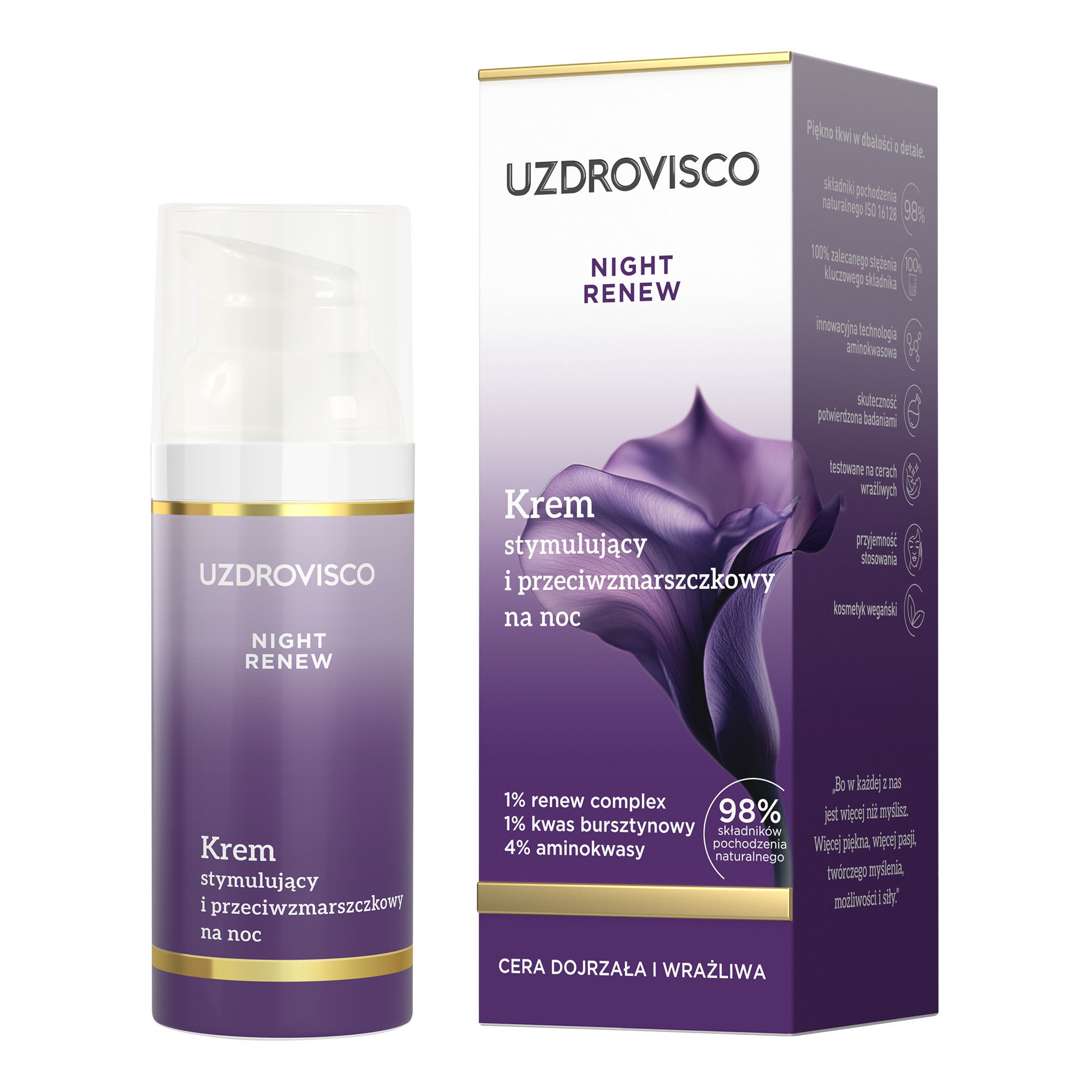 Uzdrovisco  Night Renew Krem stymulujący i przeciwzmarszczkowy na noc, 50 ml