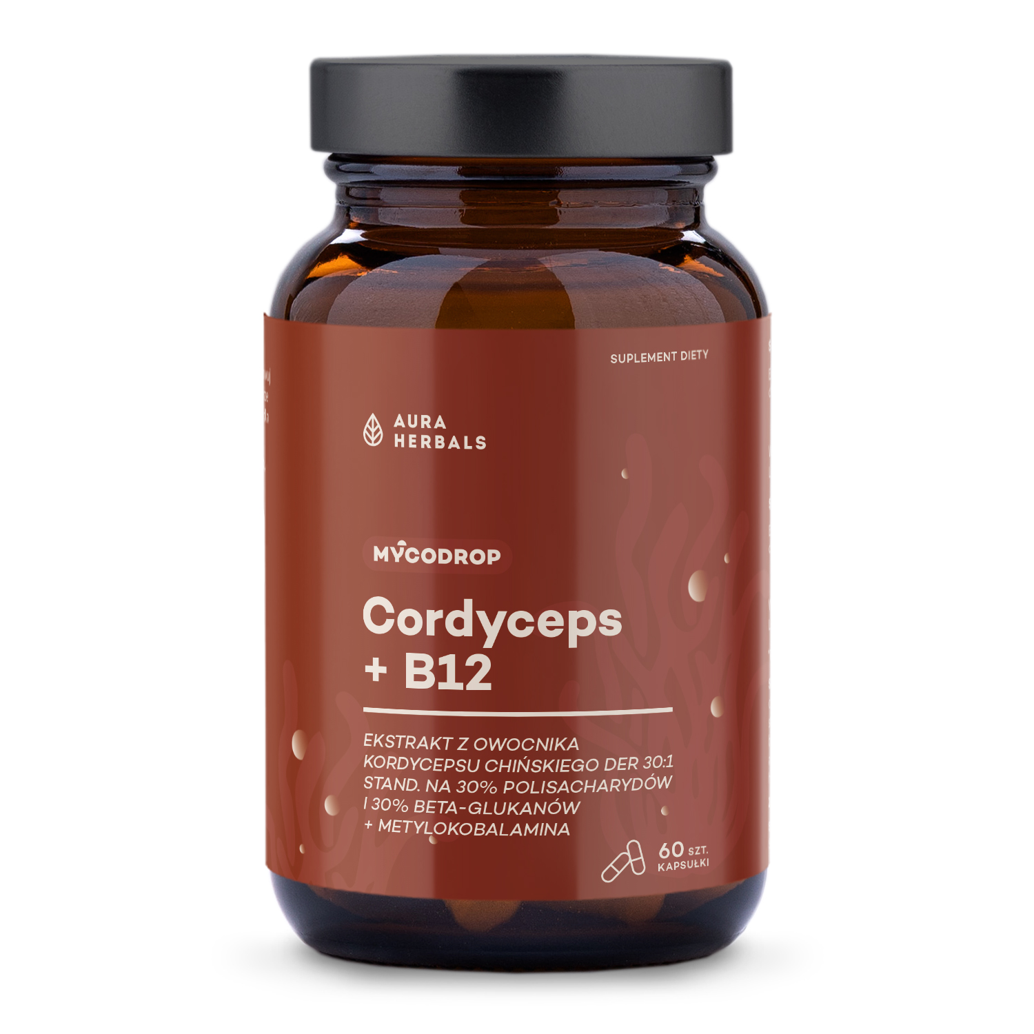 Mycodrop, Cordyceps 30:1 + B12, 30% beta-glukan, kapsułki, 60 sztuk zdjęcie
