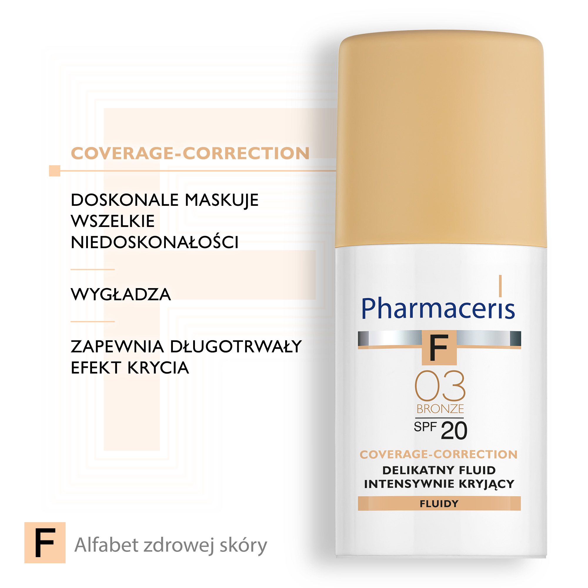 Pharmaceris F delikatny fluid intensywnie kryjący SPF20 03 BRONZE 30 ml