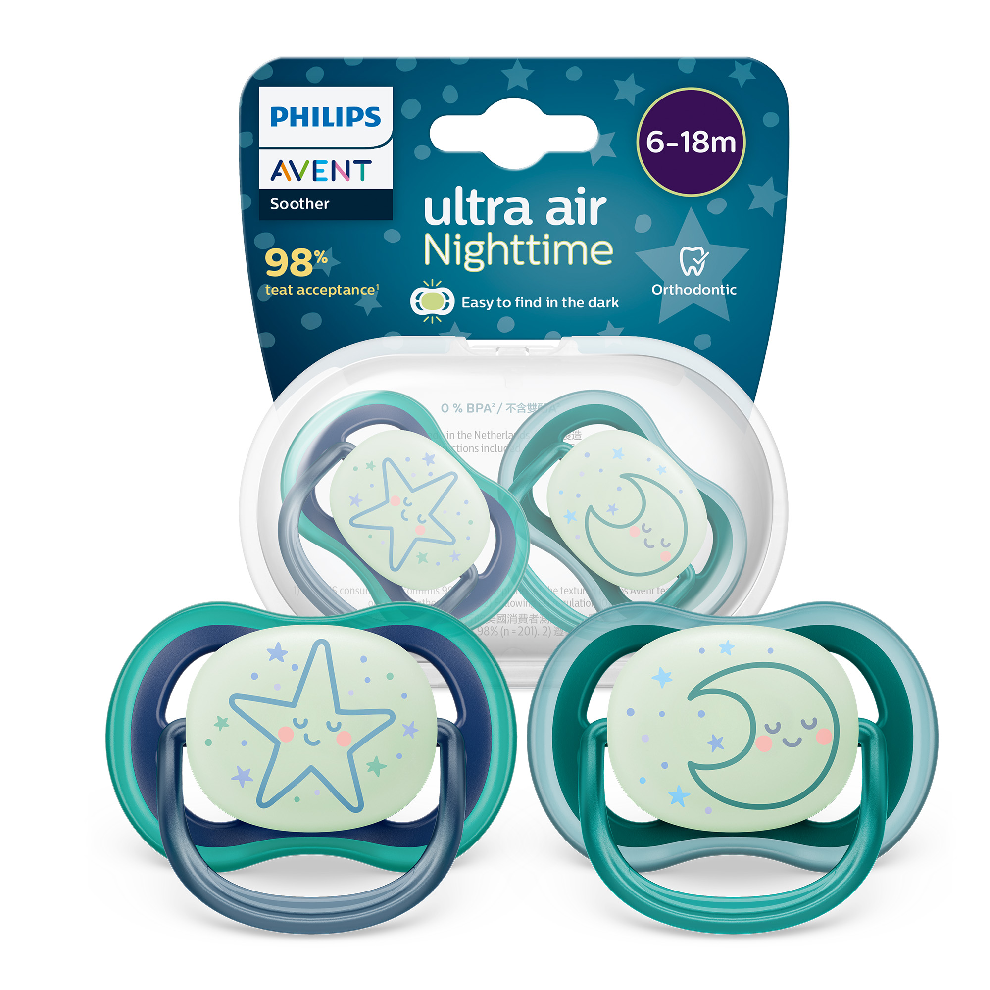 Avent Philips Ultra Air Nighttime smoczek uspokajający 6-18m 2 sztuki [SCF376/13] zdjęcie