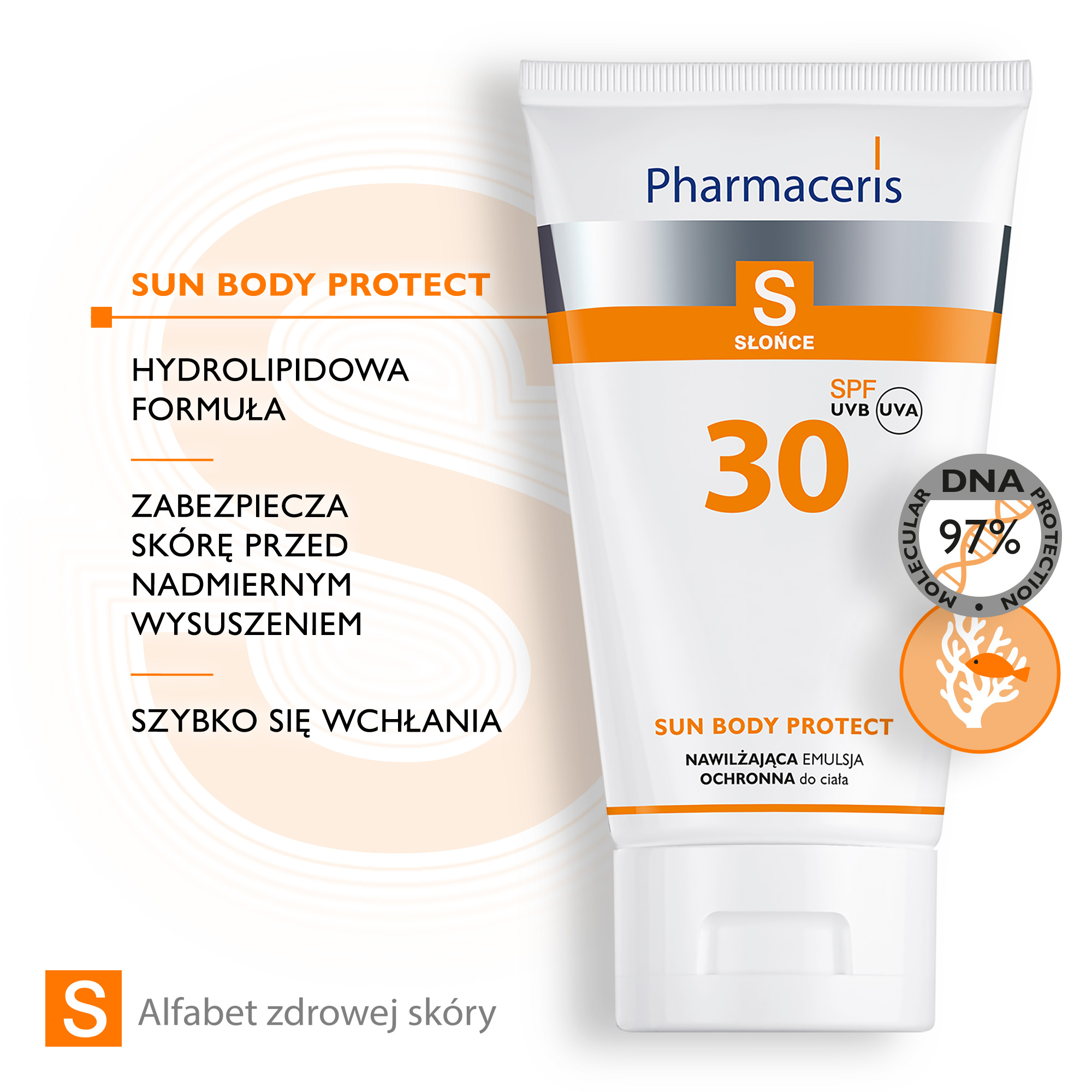 PHARMACERIS S SUN BODY PROTECT Nawilżająca emulsja ochronna do opalania ciała SPF30 150 ml