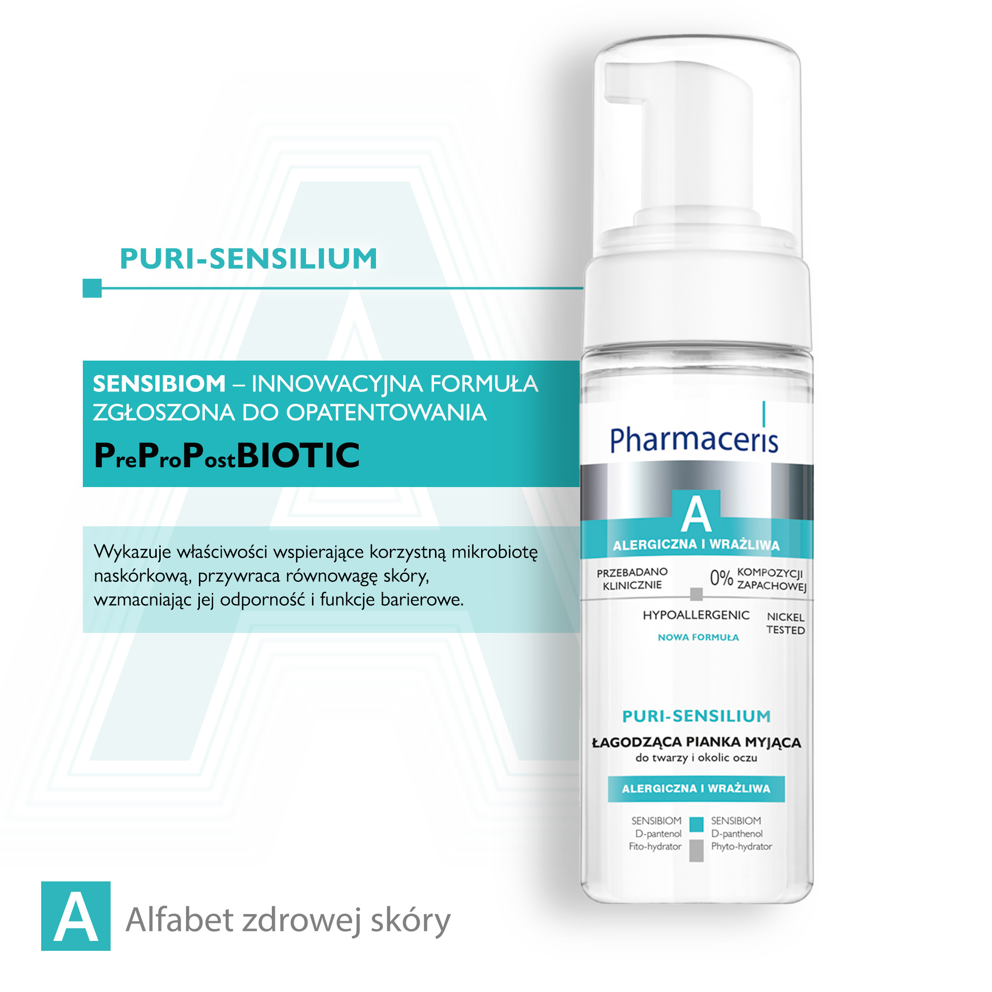 Pharmaceris A Puri-Sensilium, łagodząca pianka myjąca do twarzy i okolic oczu, 150 ml