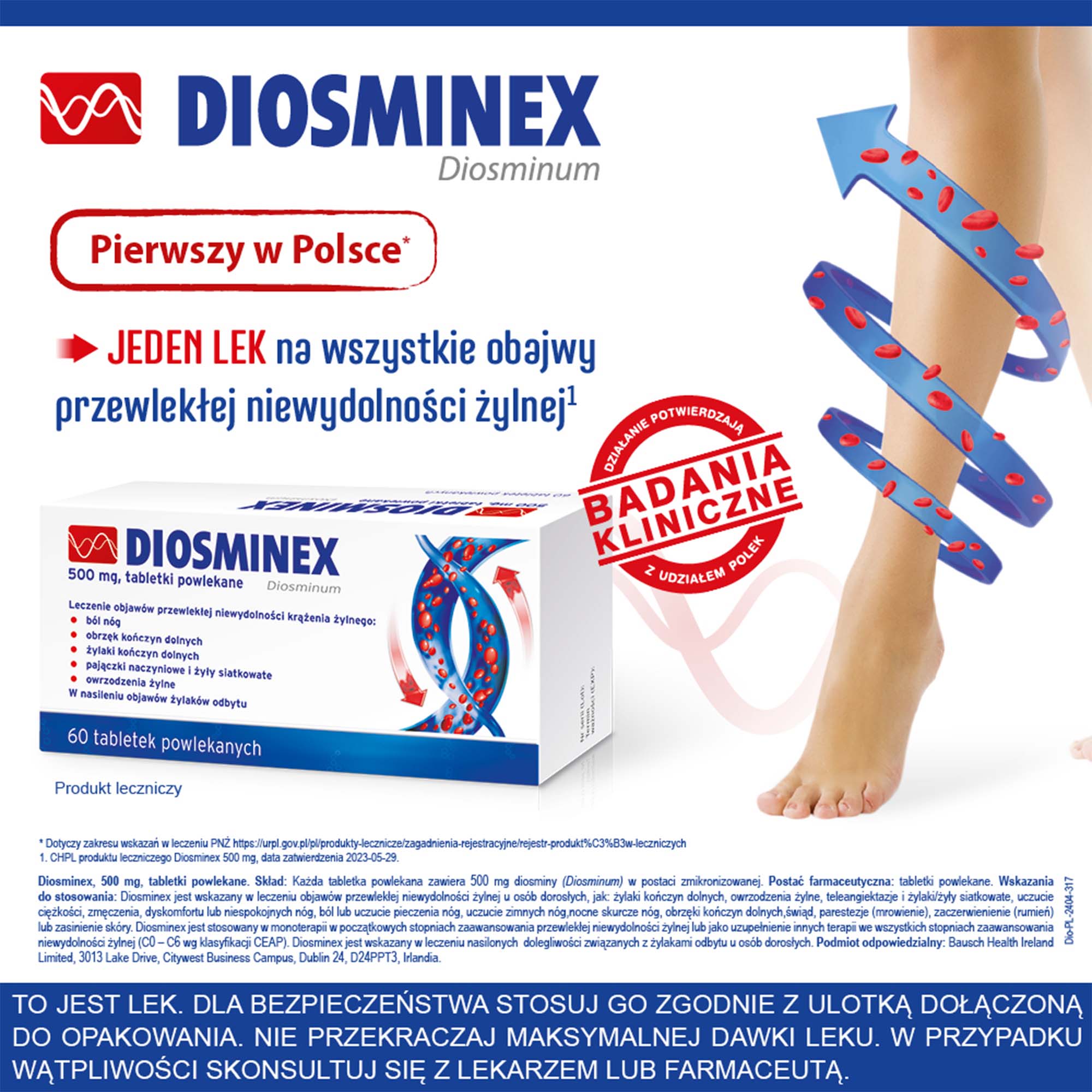 Diosminex, 500 mg, tabletki powlekane, 60 sztuk
