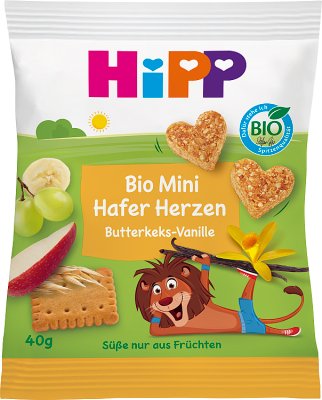 Hipp Bio, Serduszka owsiane maślane ciasteczka wanilia dla dzieci po 3. roku, 40 g zdjęcie