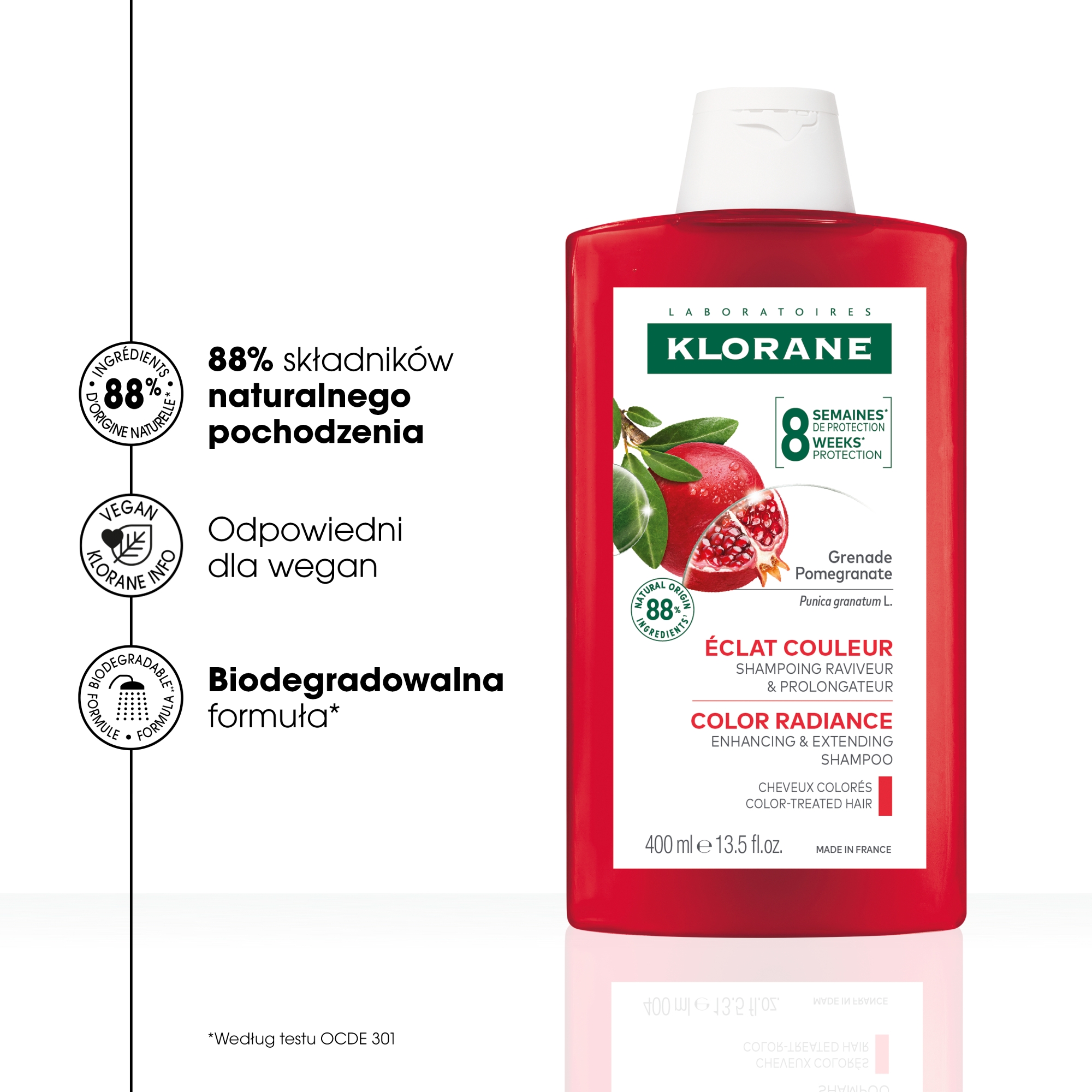 Klorane szampon na bazie wyciągu z granatu 400 ml