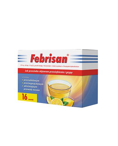 Febrisan (750 mg + 60 mg + 10 mg)/5g proszek musujący o smaku cytrynowym 16 saszetek zdjęcie