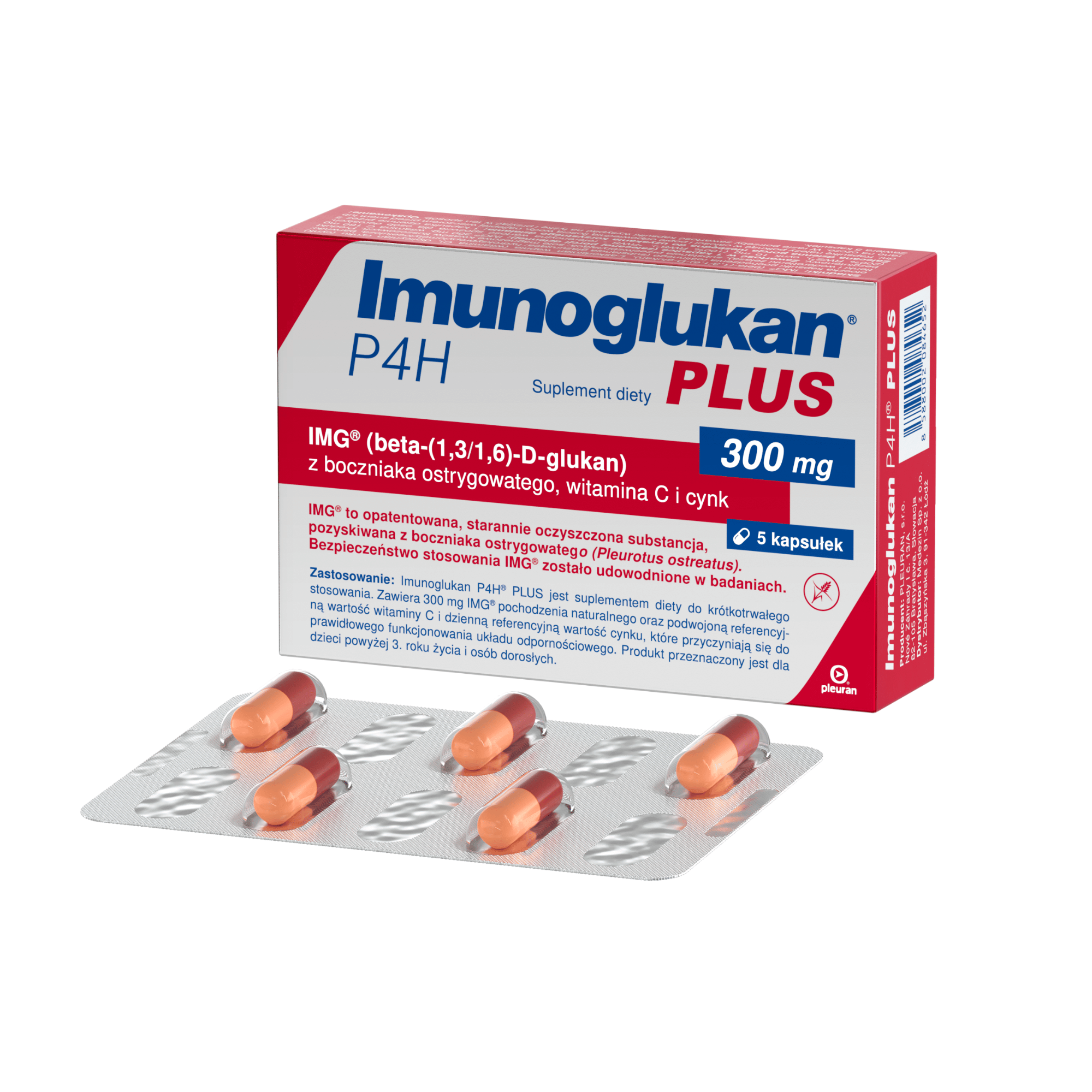 Imunoglukan P4h Plus, kapsułki, 5 sztuk zdjęcie