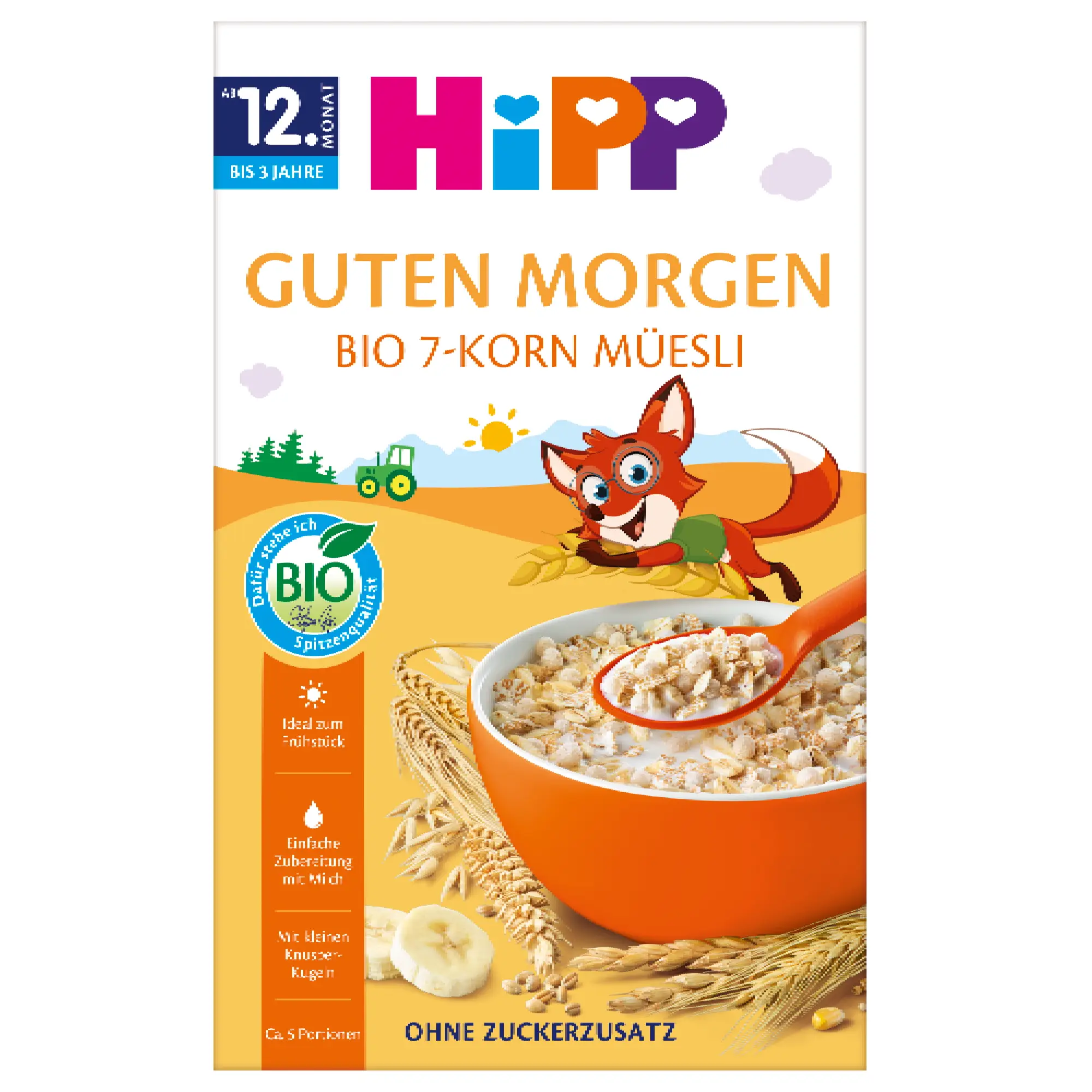 HiPP BIO od pokoleń, Musli 7 zbóż z bananami, od 12. m-ca, 200 g zdjęcie