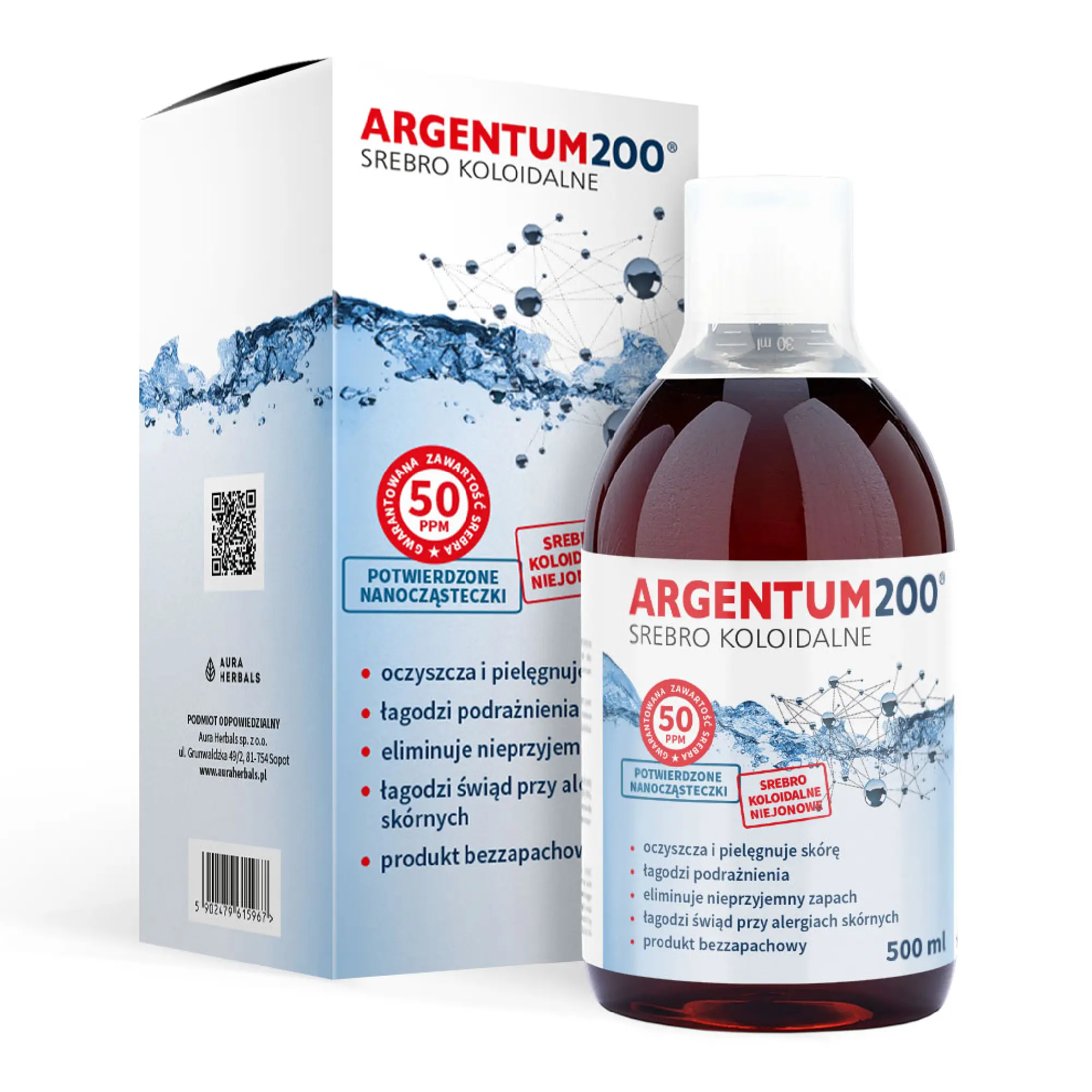Srebro Koloidalne 50 ppm, Argentum200 tonik, 500 ml zdjęcie