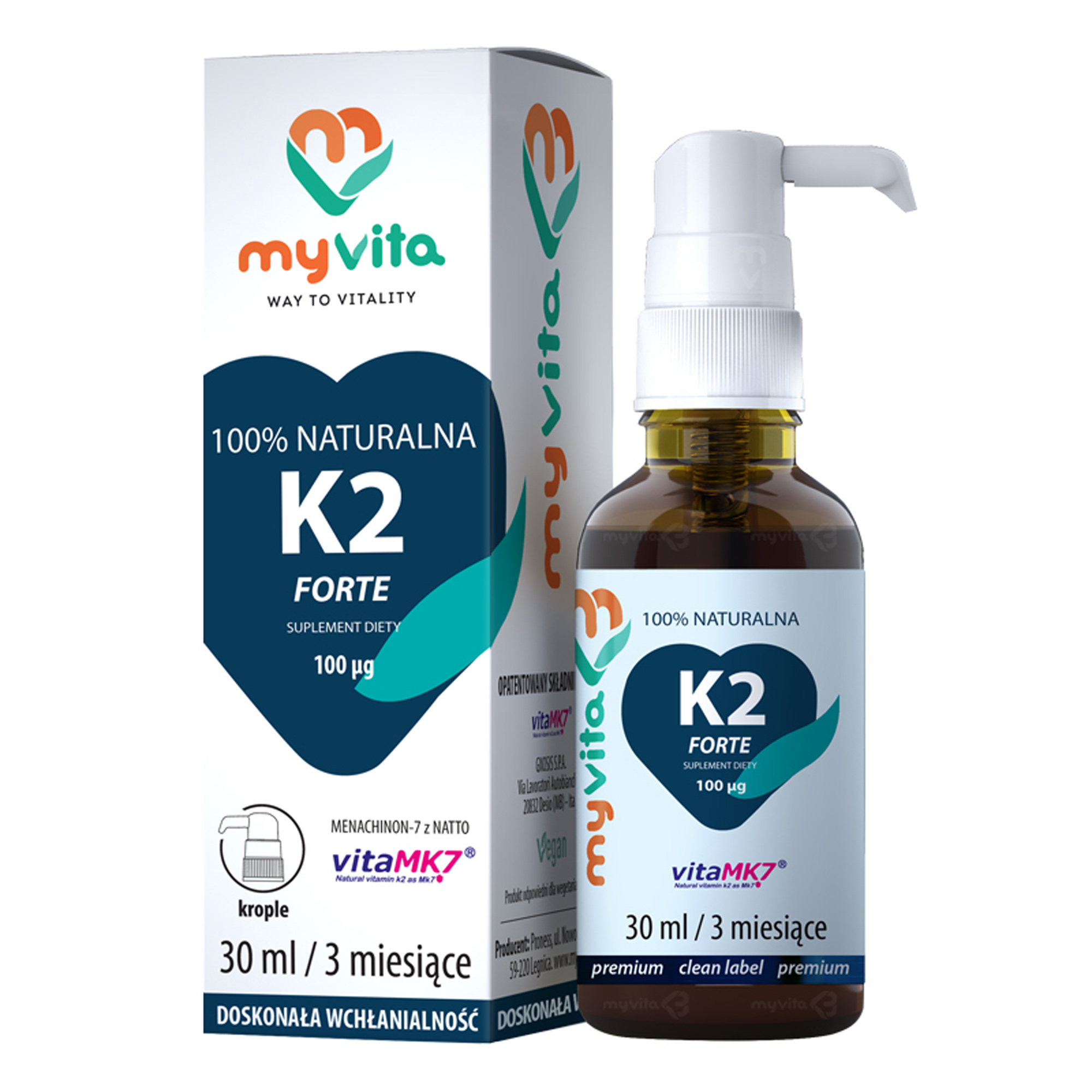 MYVITA Naturalna witamina K2 Forte 100 mcg - 30 ml zdjęcie