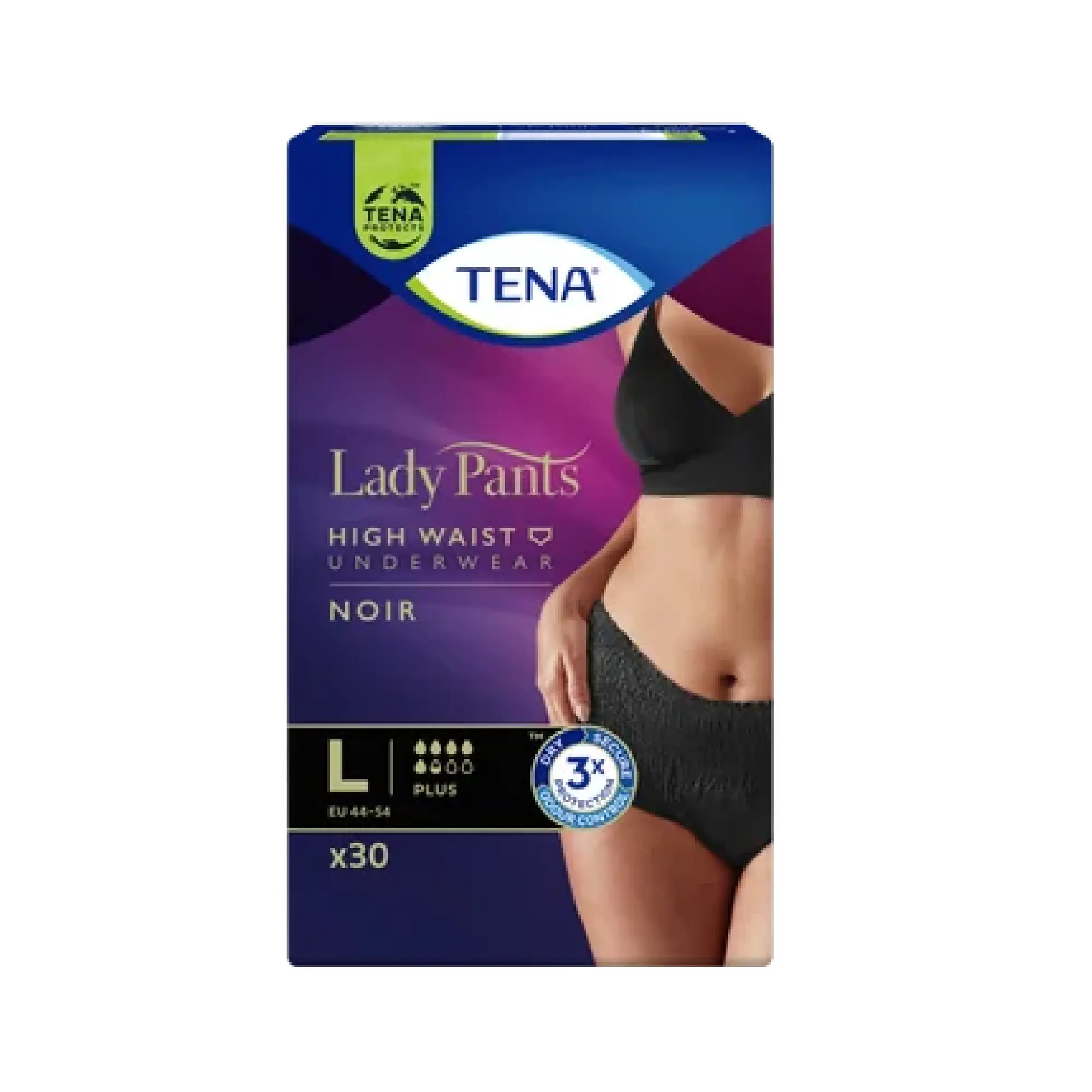 Tena Lady Pants Noir Plus, bielizna chłonna dla kobiet, kolor czarny L, 30 sztuk zdjęcie