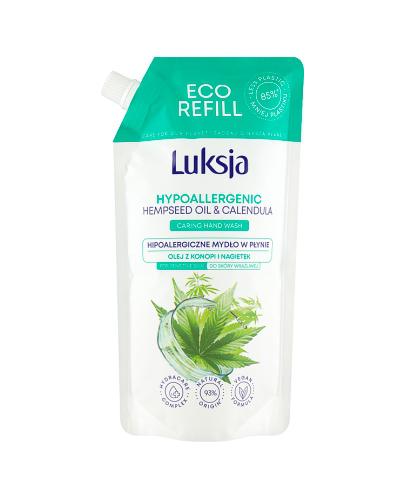 Luksja Hipoalergiczne Mydło w płynie Olej z konopi i Nagietek Zapas, 500 ml, cena, opinie, stosowanie zdjęcie