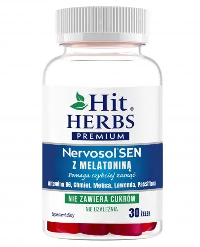 Herbapol, Hit Herbs Premium Nervosol Sen z melatoniną, żelki, 30 sztuk zdjęcie