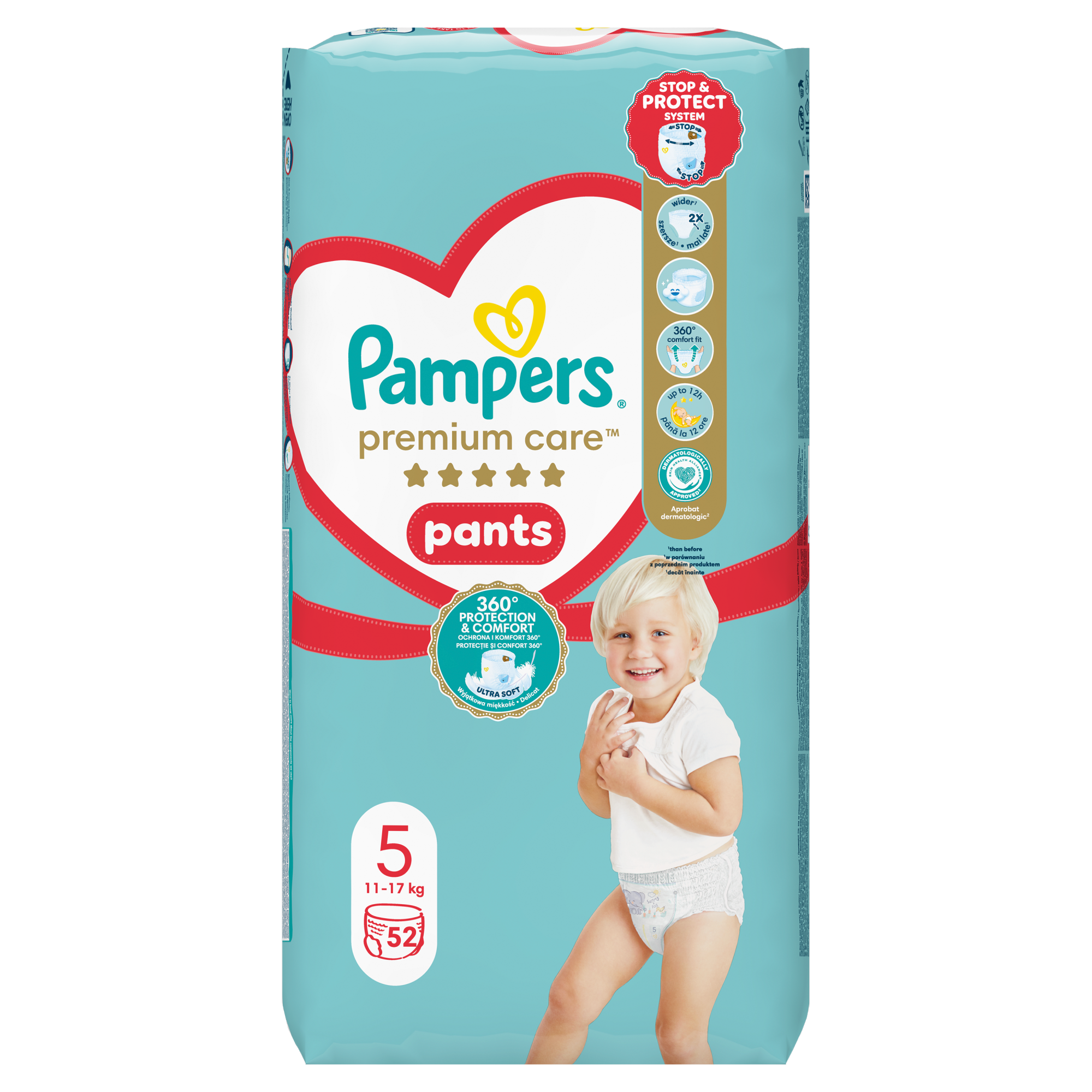 Pampers Premium Care Pants Pieluchomajtki rozmiar 5 12-17 kg, 52 sztuki zdjęcie