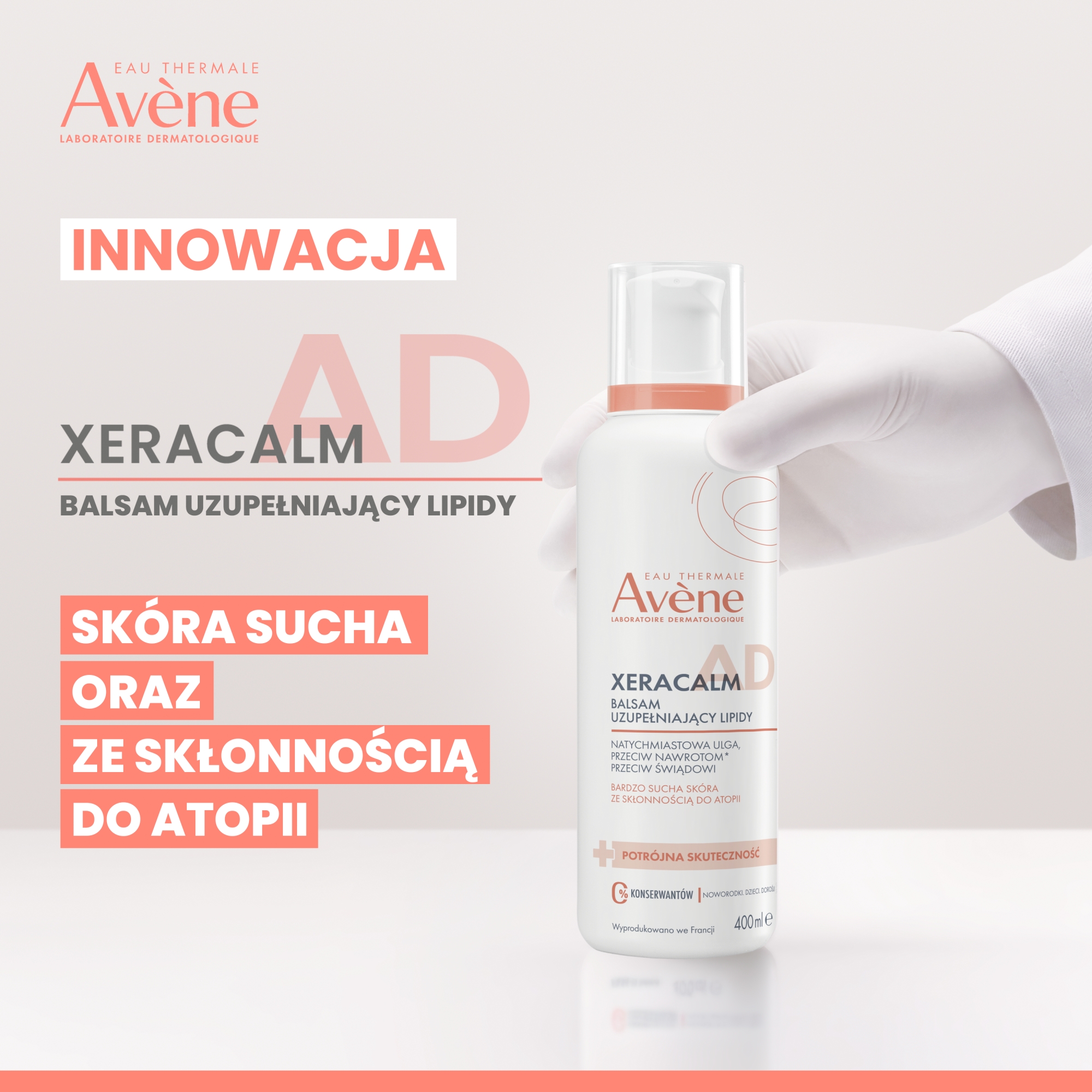 Avene Xeracalm A.D, balsam uzupełniający lipidy, 400 ml