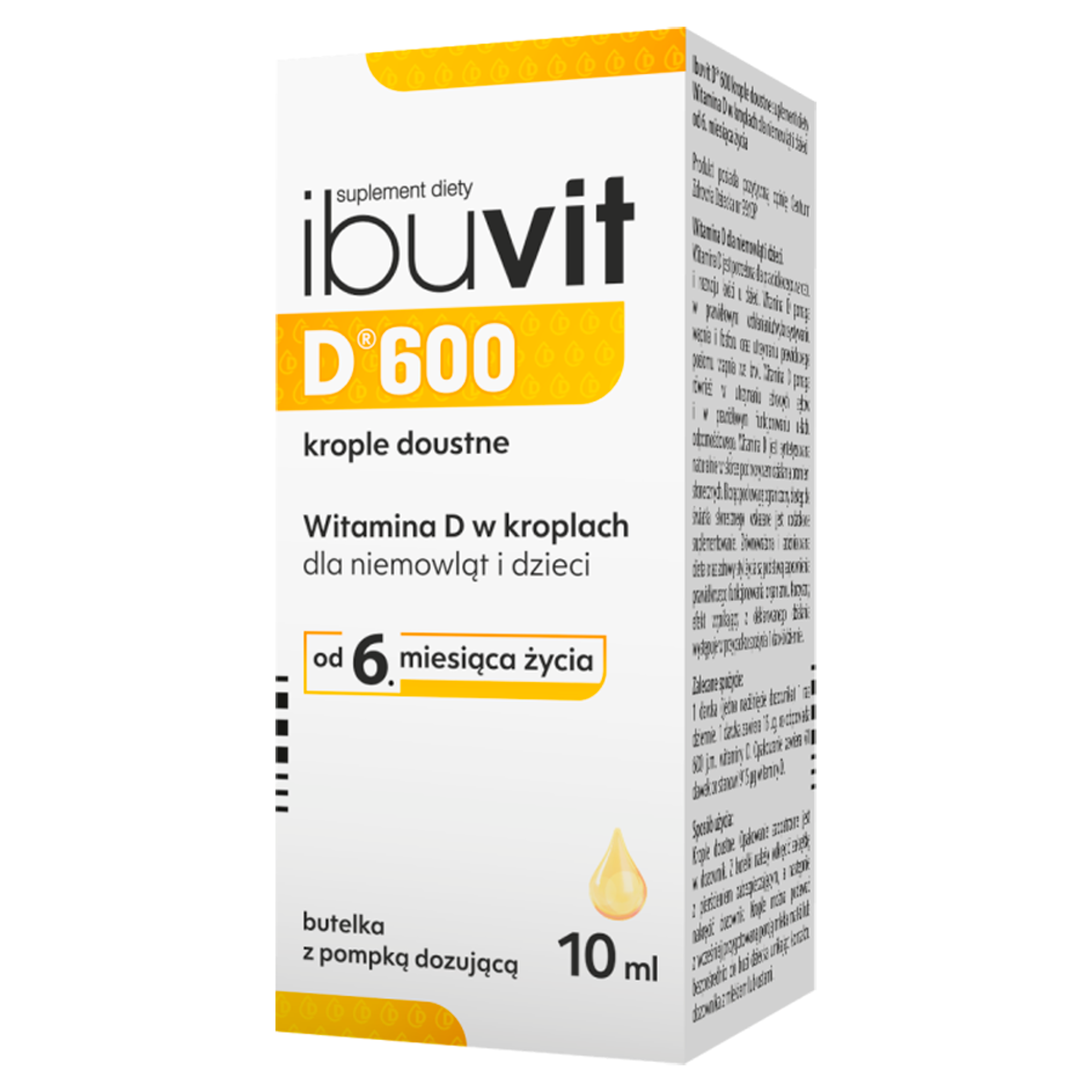 IbuVit D 600 witamina D dla niemowląt i dzieci, krople doustne 10 ml
