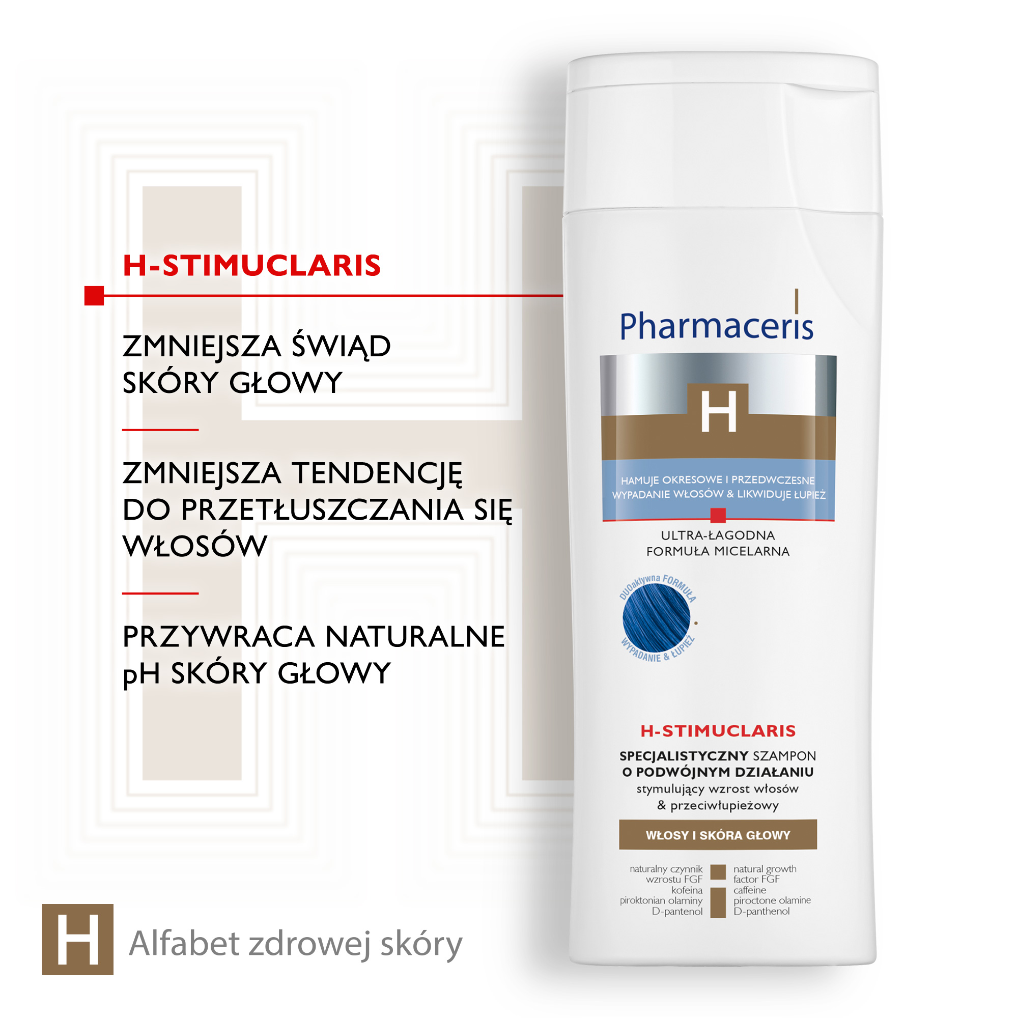 Pharmaceris H-Stimuclaris, specjalistyczny szampon stymulujący wzrost włosów i przeciwłupieżowy, 250 ml