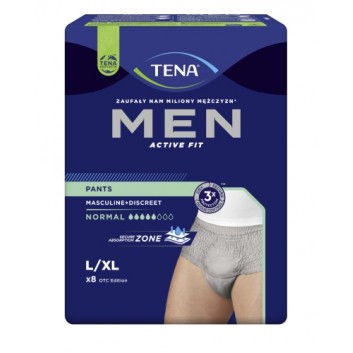 Tena Men Pants Normal Grey majtki chłonne dla mężczyzn rozmiar L/XL 8 sztuk