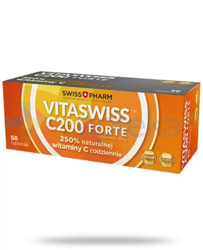Swiss+Pharm Vitaswiss C200 Forte - 50 tabl. - cena, opinie, właściwości zdjęcie
