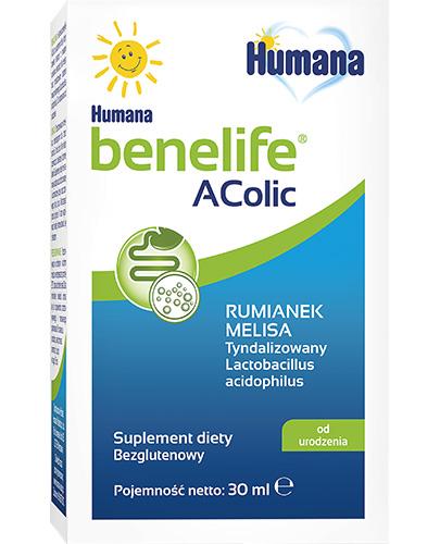 Humana Benelife AColic, wsparcie w kolce, krople dla niemowląt, 30 ml, cena, wskazania, stosowanie zdjęcie