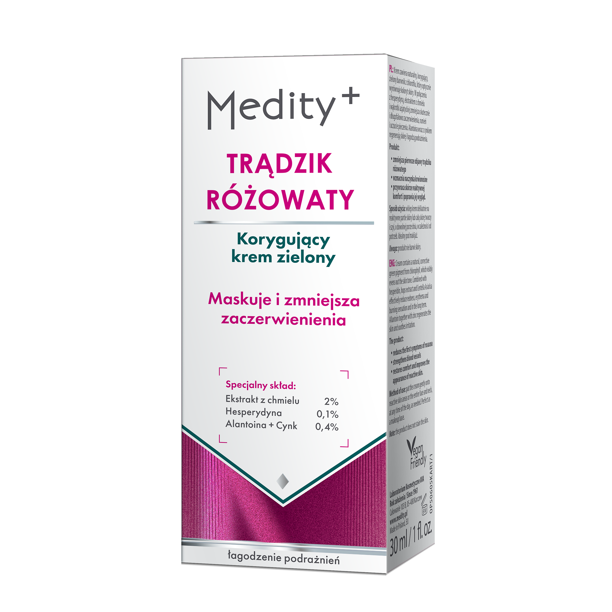 Ava Medity+ Trądzik Różowaty, krem zielony korygujący, 30 ml