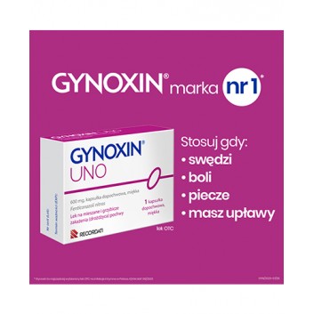 Gynoxin Uno, 600 mg, kapsułki dopochwowe, miękkie, 1 sztuka