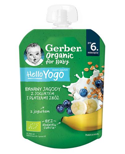 Gerber Organic For Baby Hello Yogo Deserek banany jagody z jogurtem i płatkami zbóż po 6. miesiącu, 80 g zdjęcie