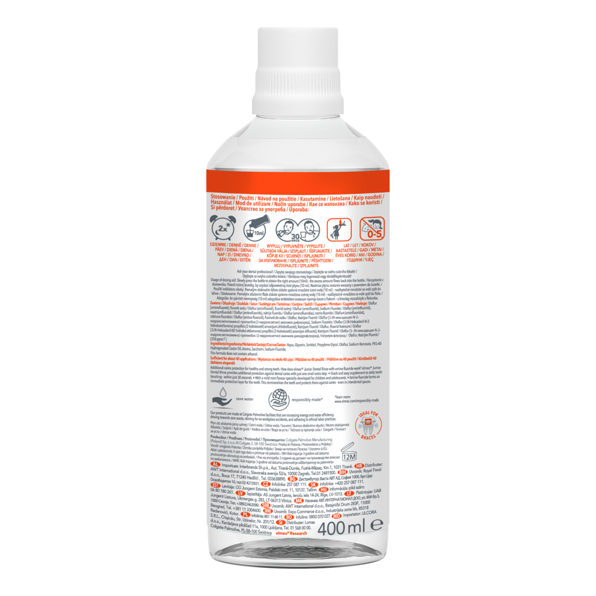 Elmex Junior z aminofluorkiem dla dzieci 6-12 lat płyn do płukania jamy ustnej 400 ml