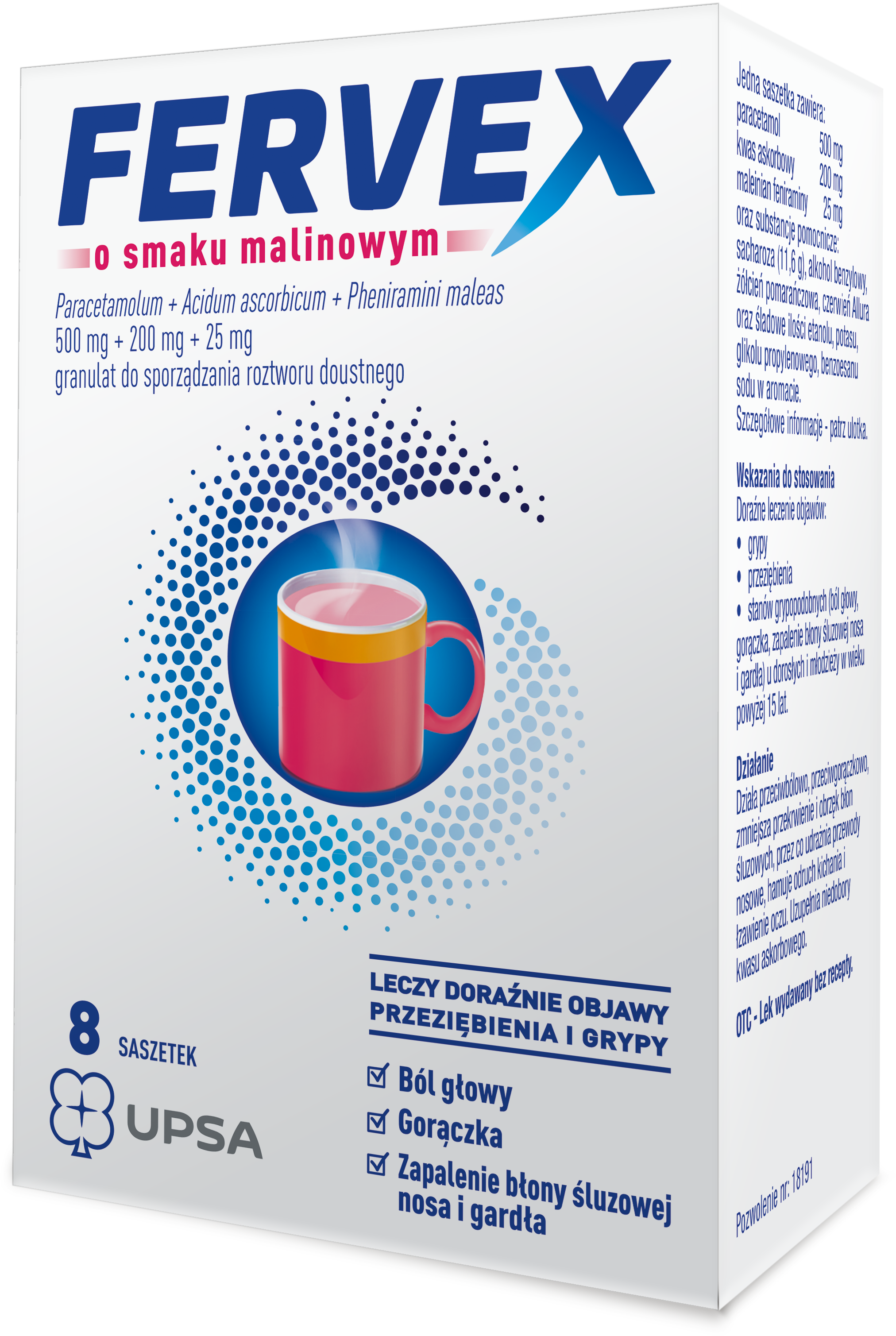 Fervex o smaku malinowym, saszetki, 8 sztuk zdjęcie