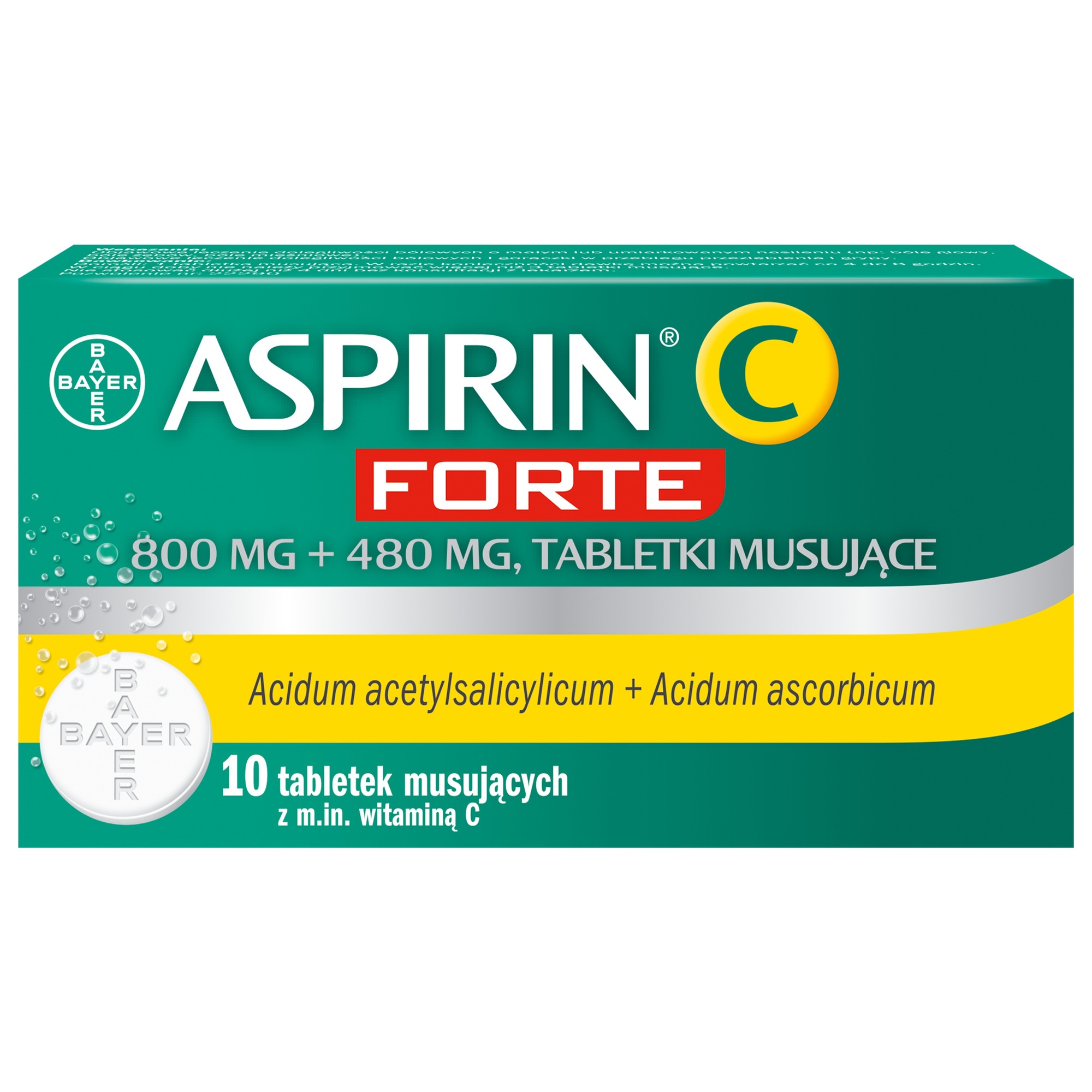 Aspirin C Forte 800mg + 480mg 10 tabletek musujących z witaminą C
