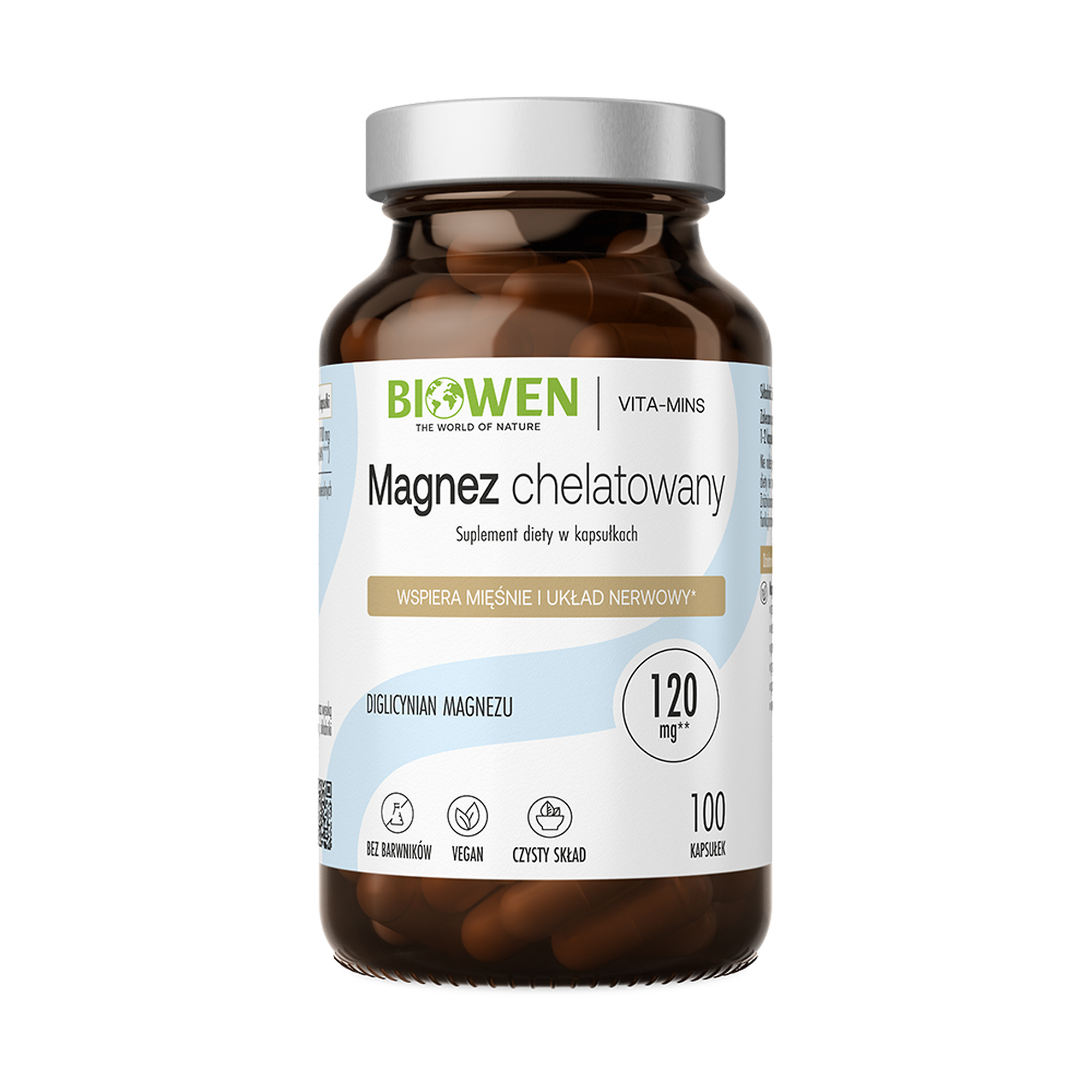 Biowen Magnez Chelatowany, diglicynian magnezu, kapsułki, 100 sztuk zdjęcie