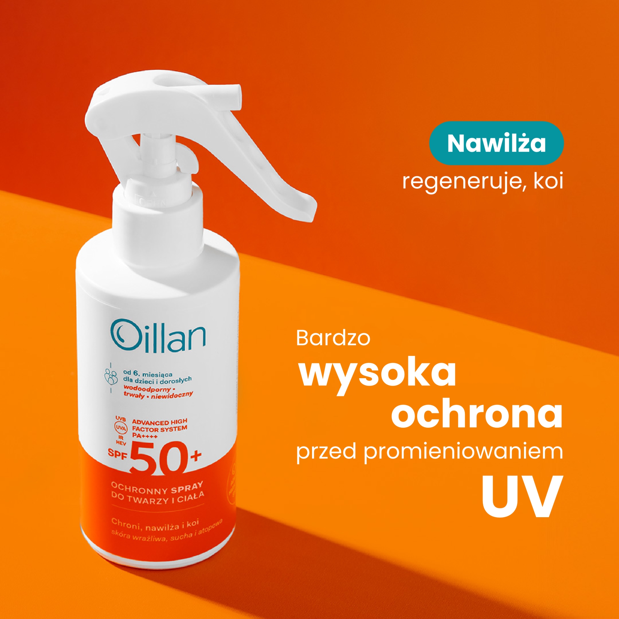 Oillan Sun, Ochronny spray do twarzy i ciała, 125 ml