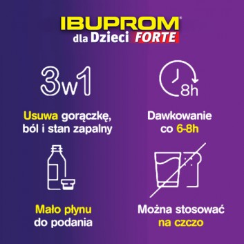 IBUPROM DLA DZIECI FORTE 200 mg/5 ml Zawiesina o smaku truskawkowym, 100 ml