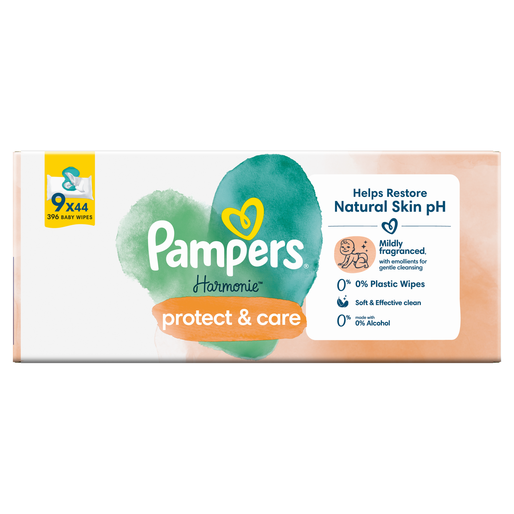 Pampers Harmonie Protect & Care Chusteczki nawilżane dla dzieci, 44 sztuki, 9 opakowań zdjęcie