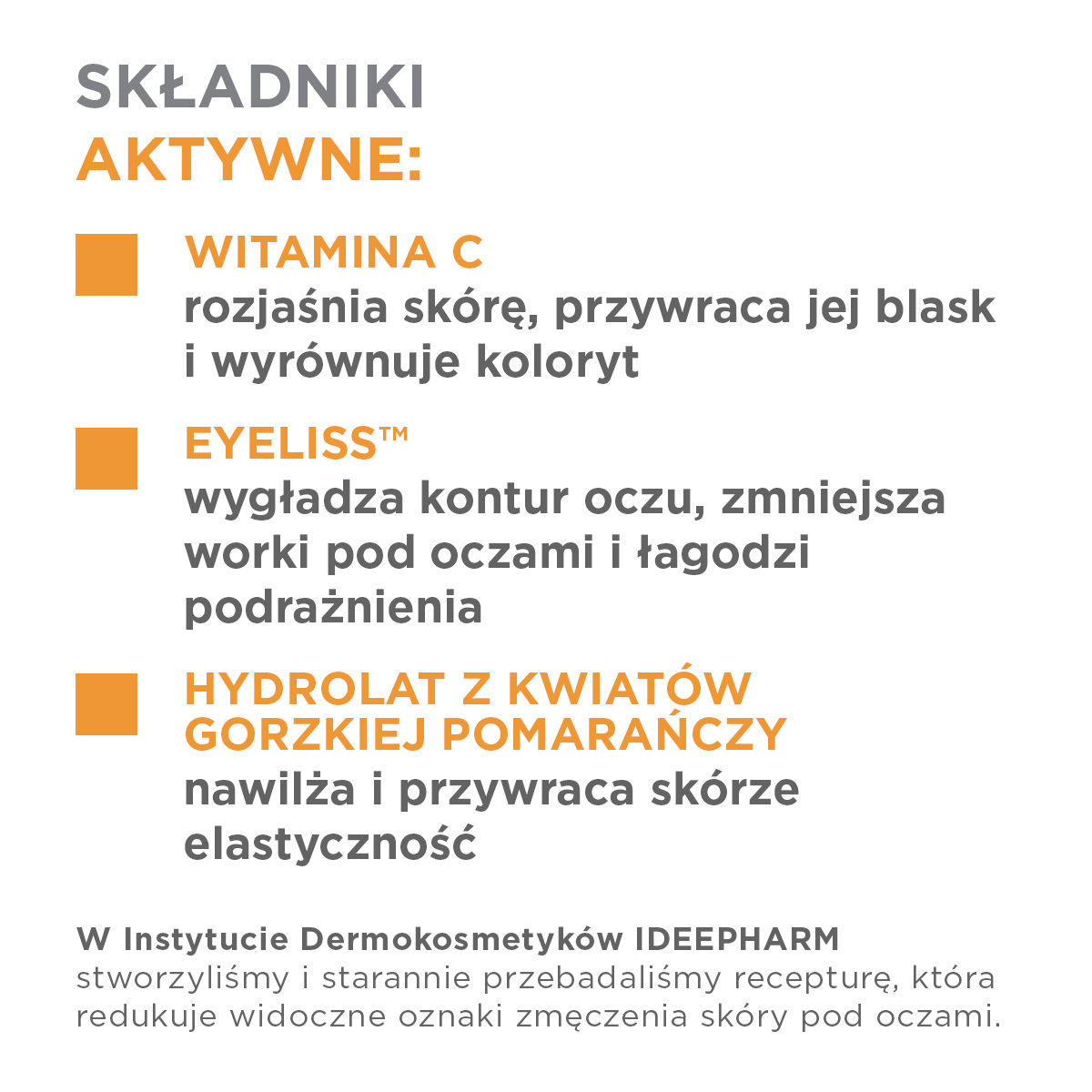 Idee Derm Rozświetlający Krem pod oczy z witaminą C, 15 ml