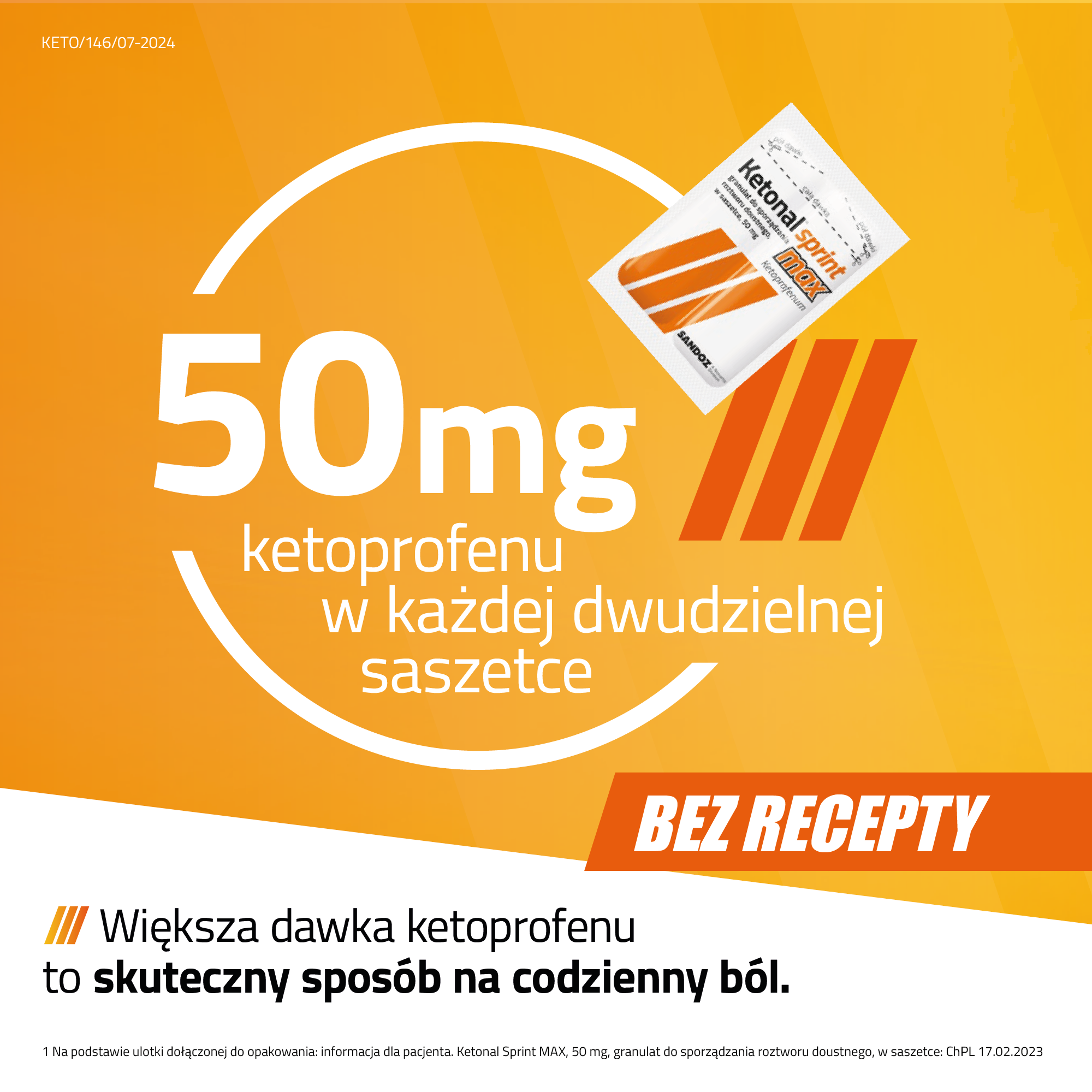 Ketonal Sprint Max 50 mg granulat do sporządzania roztworu doustnego 12 saszetek