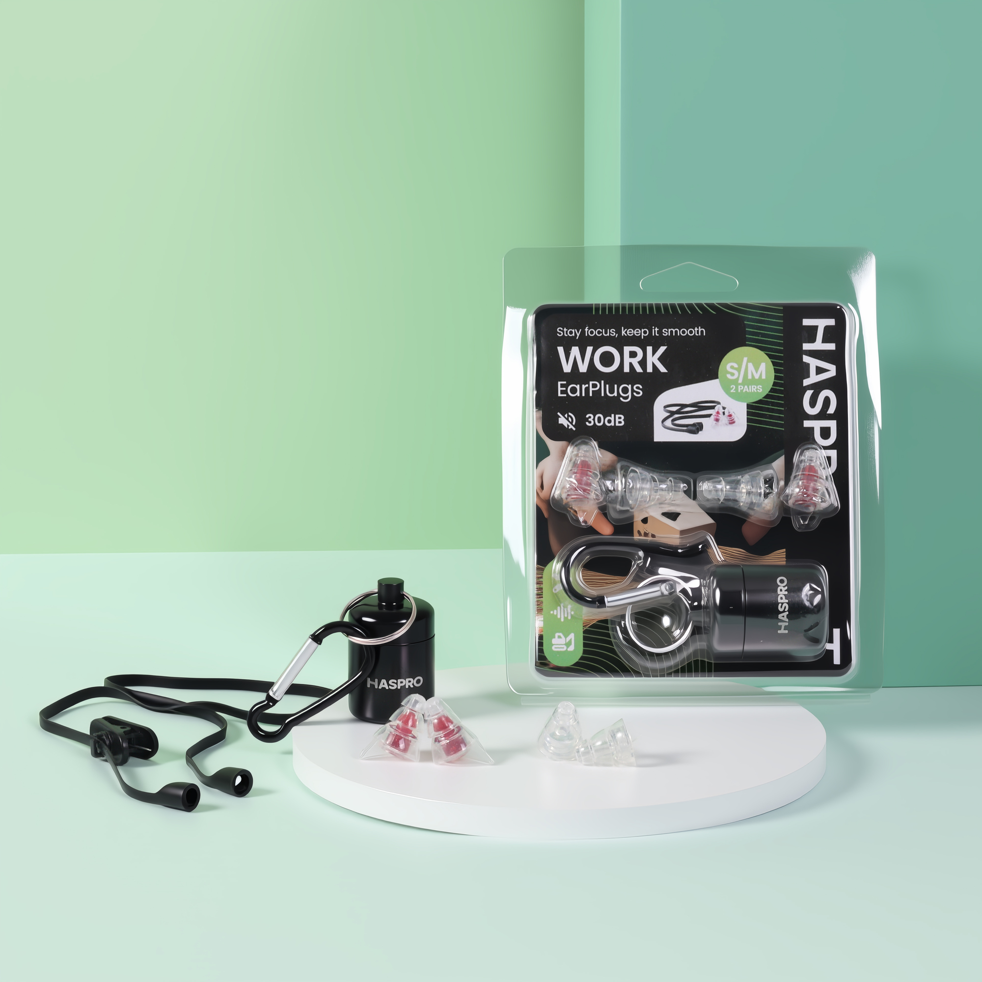Zatyczki do uszu wielorazowe Haspro Work EarPlugs, 2 pary