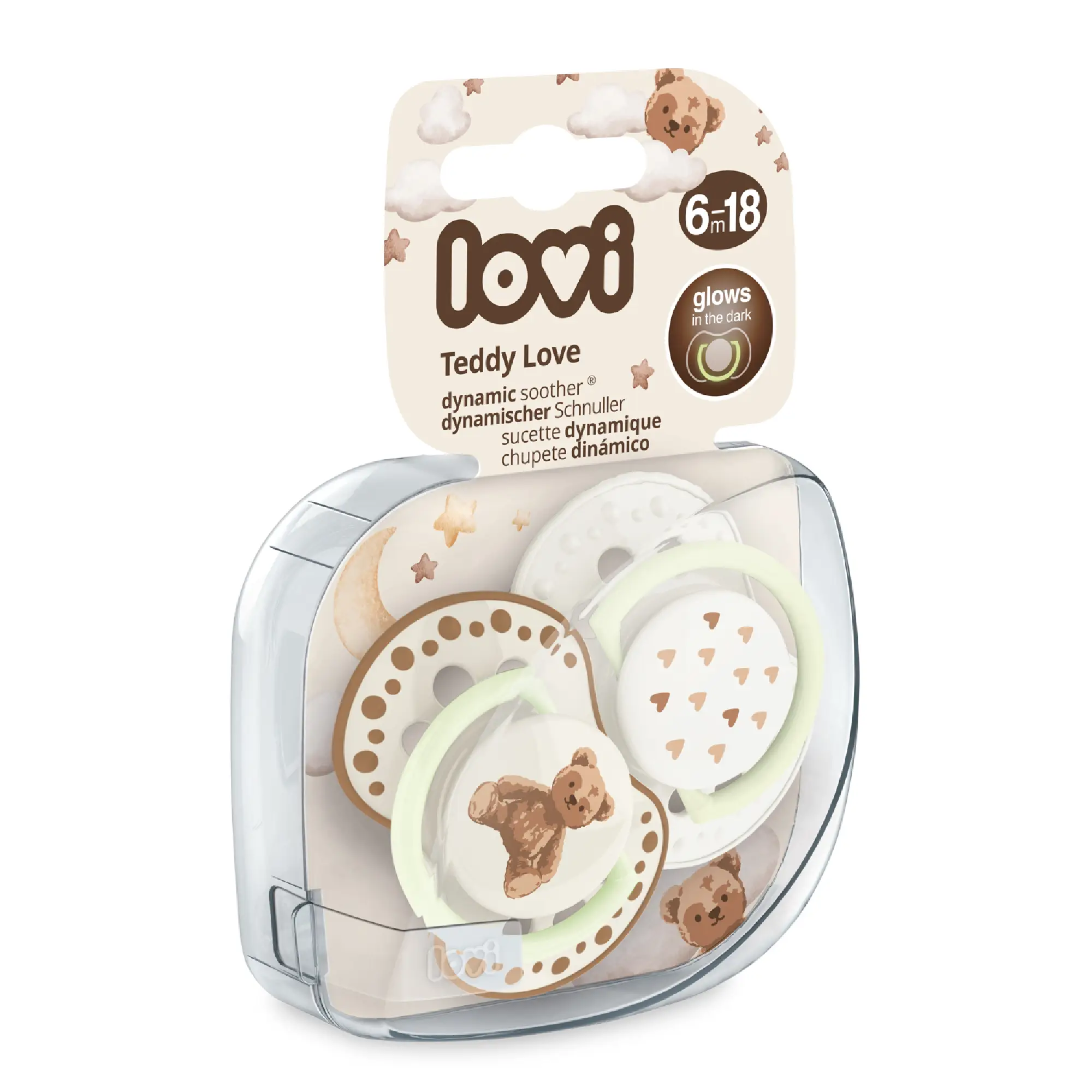 Lovi, Smoczek silikonowy dynamiczny LOVI 6-18m Teddy Love 22/936, 2 sztuki zdjęcie