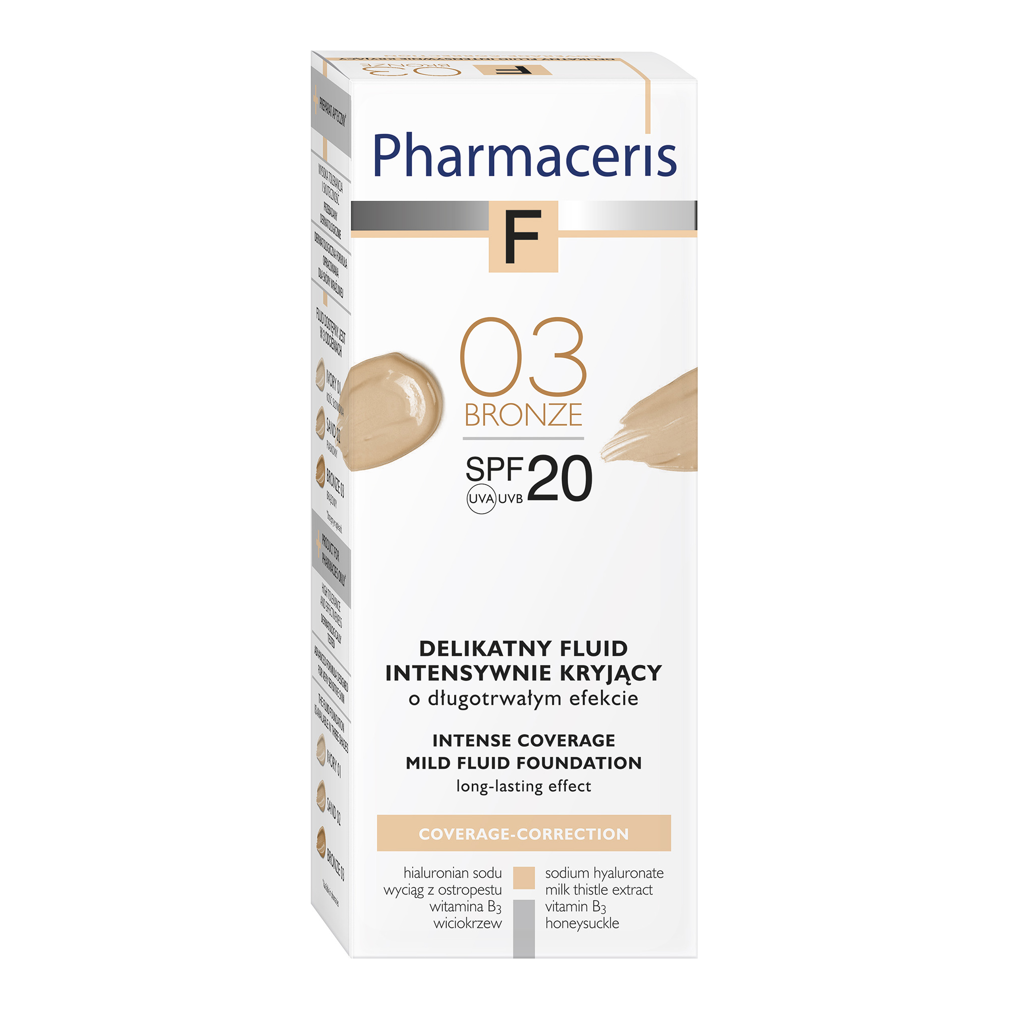Pharmaceris F, delikatny fluid intensywnie kryjący, Bronze 03, SPF 20, 30 ml zdjęcie