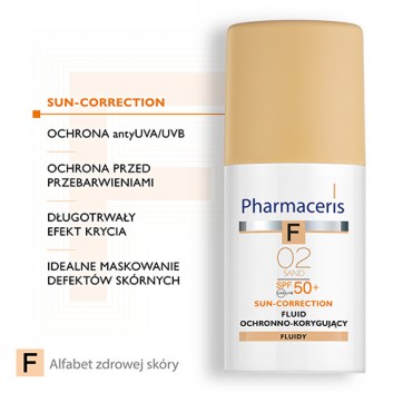 Pharmaceris F, fluid ochronno-korygujący, Sand 02, SPF 50+, 30 ml
