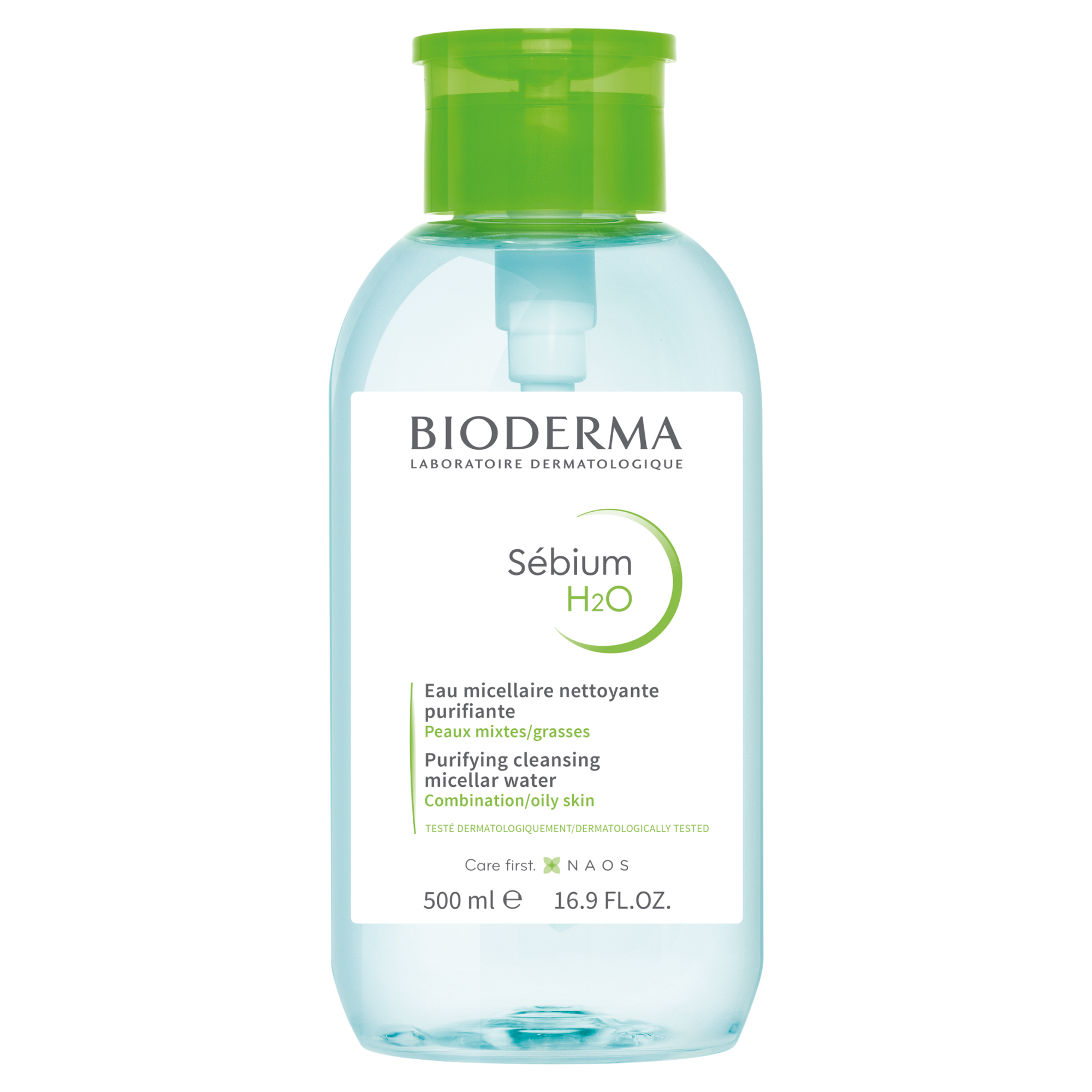 Bioderma Sebium H2O Antybakteryjna woda micelarna do oczyszczania twarzy i demakijażu z dozownikiem, 500 ml zdjęcie
