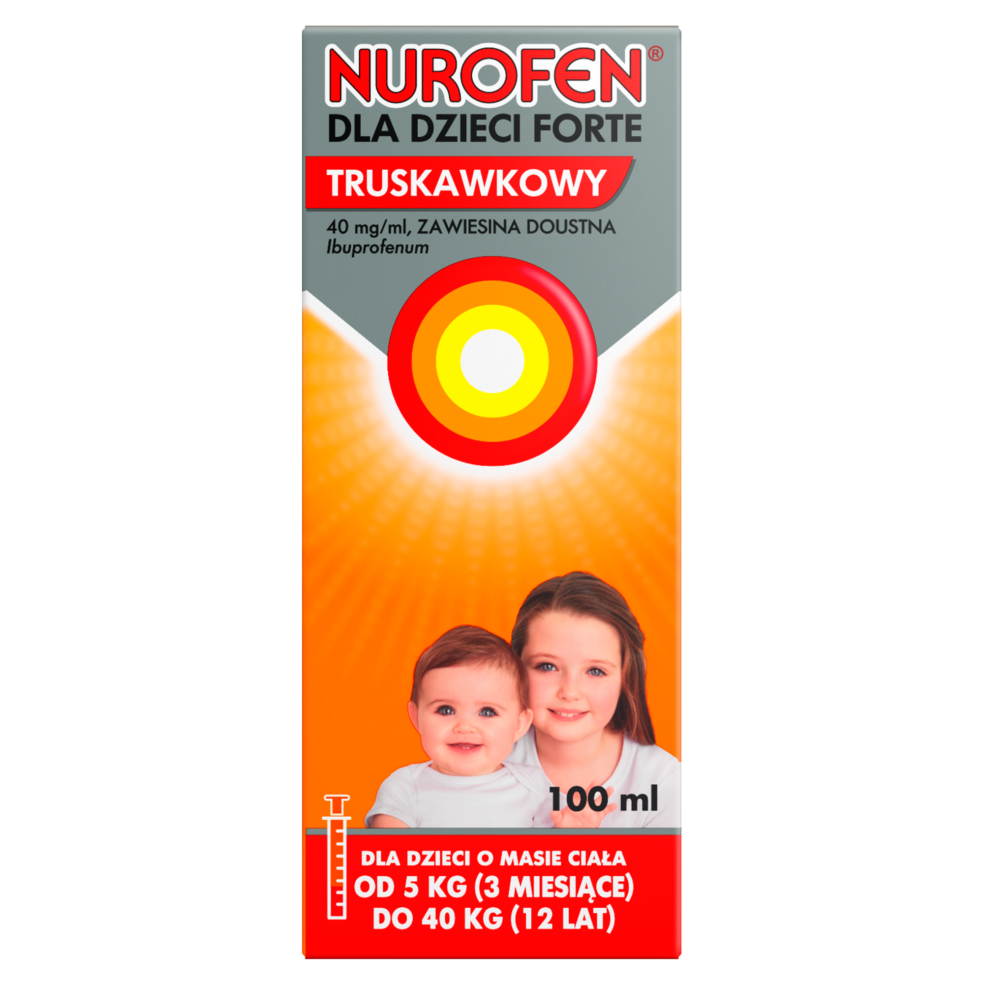 Nurofen dla dzieci Forte 40 mg/ml zawiesina o smaku truskawkowym 100 ml zdjęcie